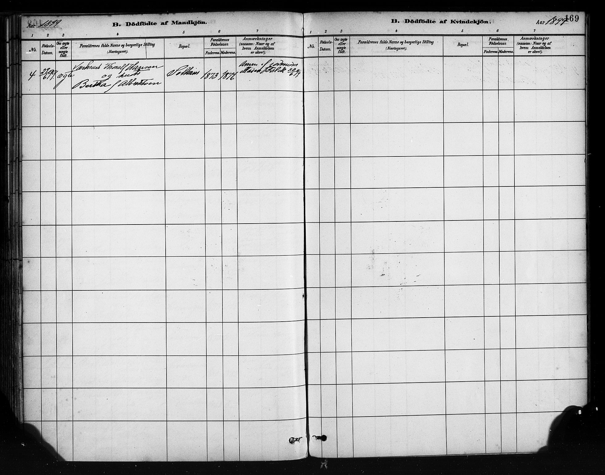 Årstad Sokneprestembete, AV/SAB-A-79301/H/Haa/L0001: Parish register (official) no. A 1, 1886-1901, p. 169