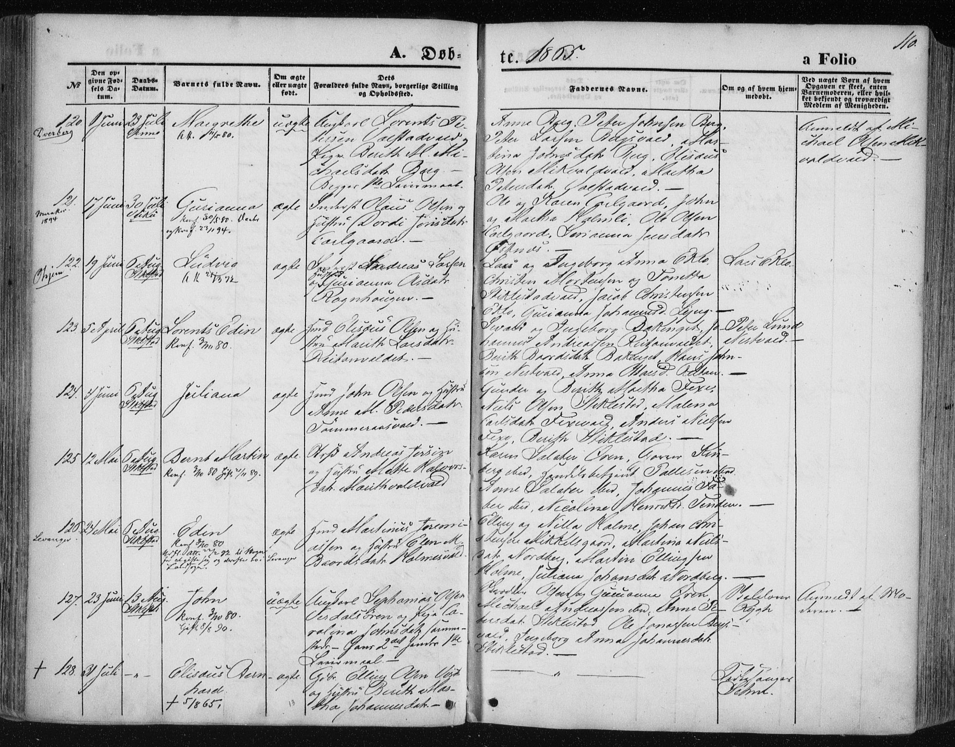 Ministerialprotokoller, klokkerbøker og fødselsregistre - Nord-Trøndelag, AV/SAT-A-1458/723/L0241: Parish register (official) no. 723A10, 1860-1869, p. 110