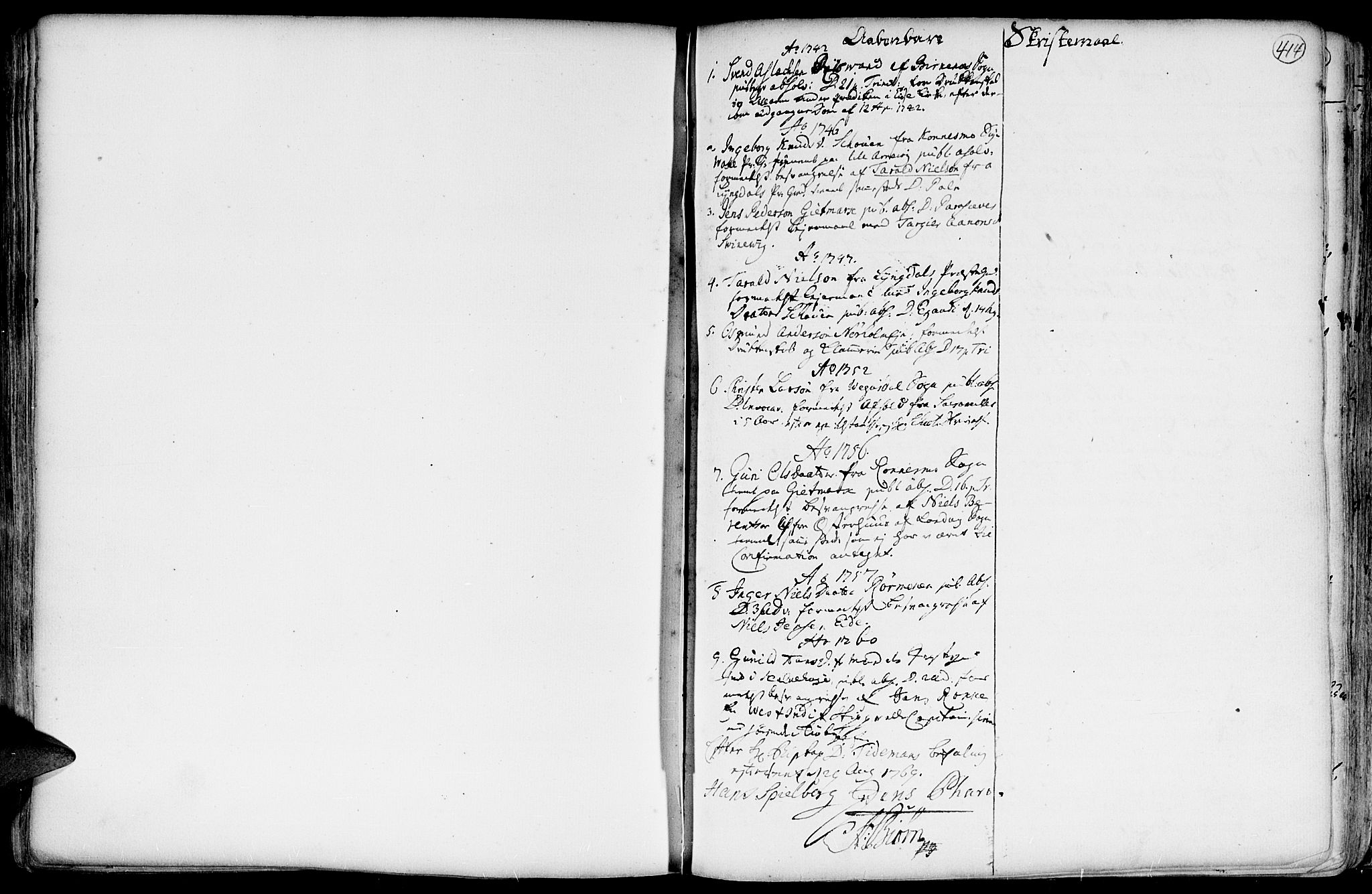 Hommedal sokneprestkontor, SAK/1111-0023/F/Fa/Fab/L0002: Parish register (official) no. A 2 /1, 1741-1848, p. 414