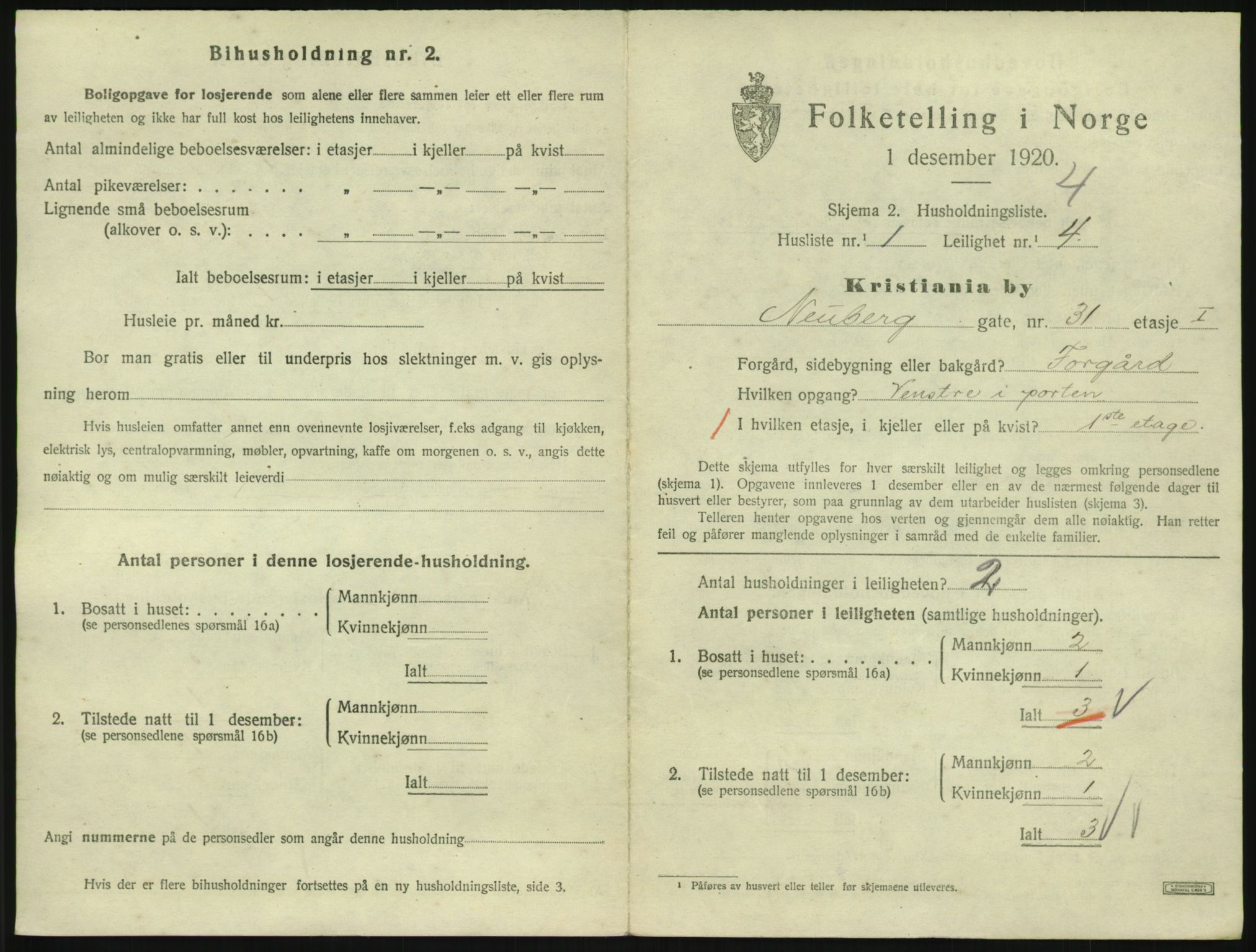 SAO, 1920 census for Kristiania, 1920, p. 71110