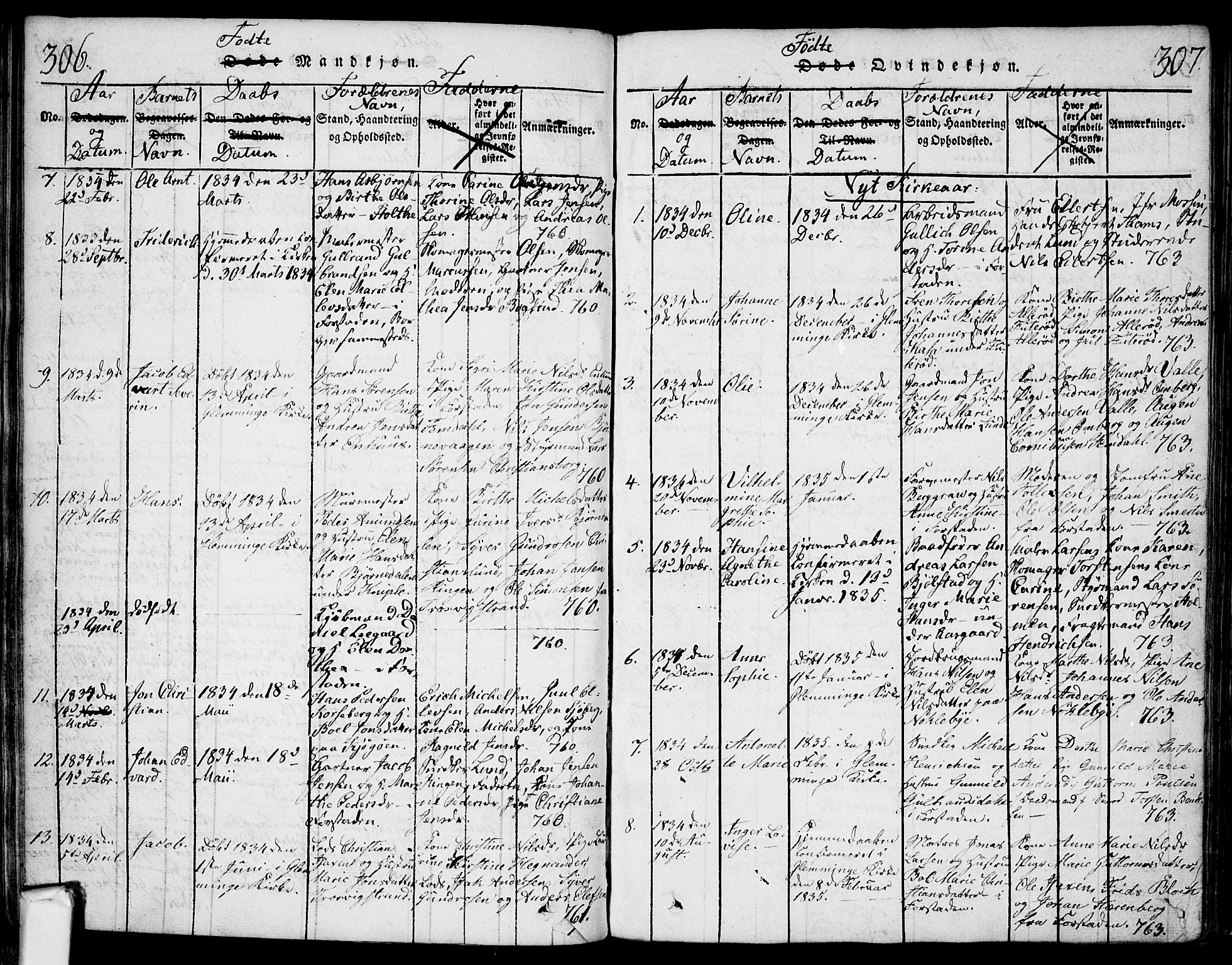 Glemmen prestekontor Kirkebøker, AV/SAO-A-10908/F/Fa/L0004: Parish register (official) no. 4, 1816-1838, p. 306-307