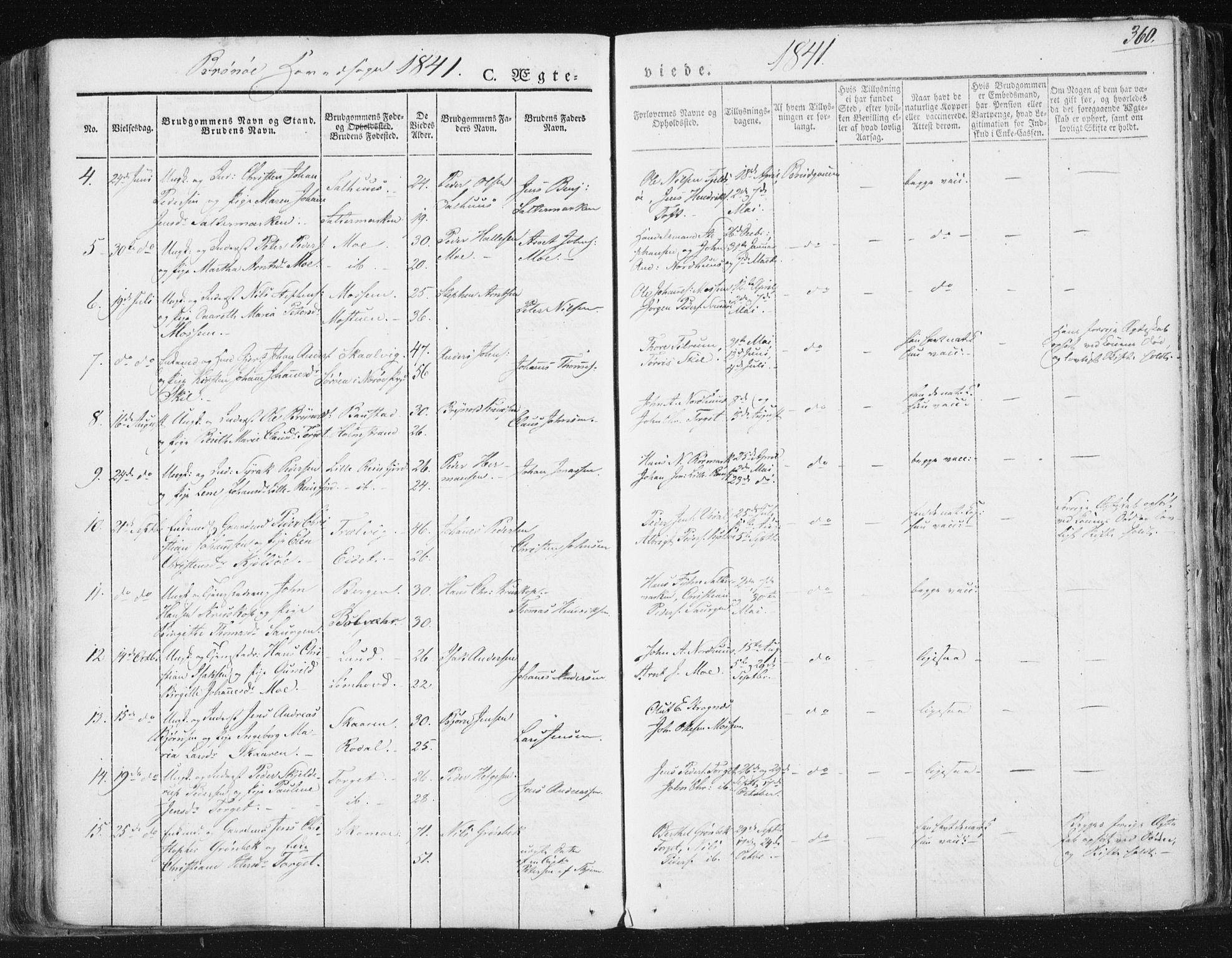 Ministerialprotokoller, klokkerbøker og fødselsregistre - Nordland, AV/SAT-A-1459/813/L0198: Parish register (official) no. 813A08, 1834-1874, p. 360