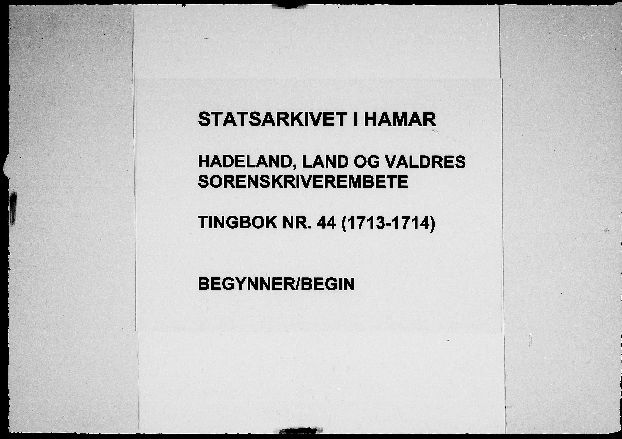 Hadeland, Land og Valdres sorenskriveri, AV/SAH-TING-028/G/Gb/L0044: Tingbok, 1713-1714