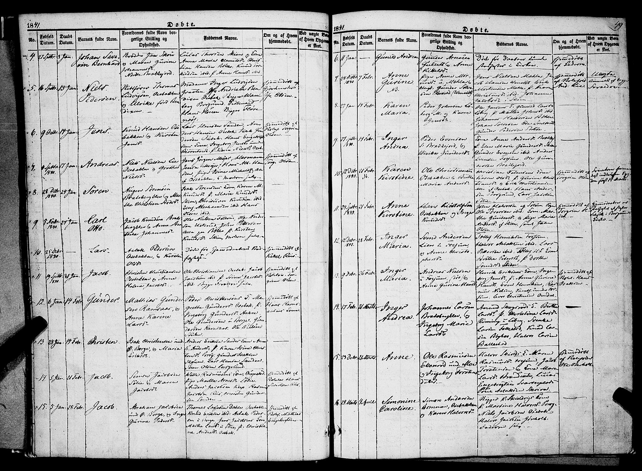 Gjerpen kirkebøker, SAKO/A-265/F/Fa/L0007a: Parish register (official) no. I 7A, 1834-1857, p. 49