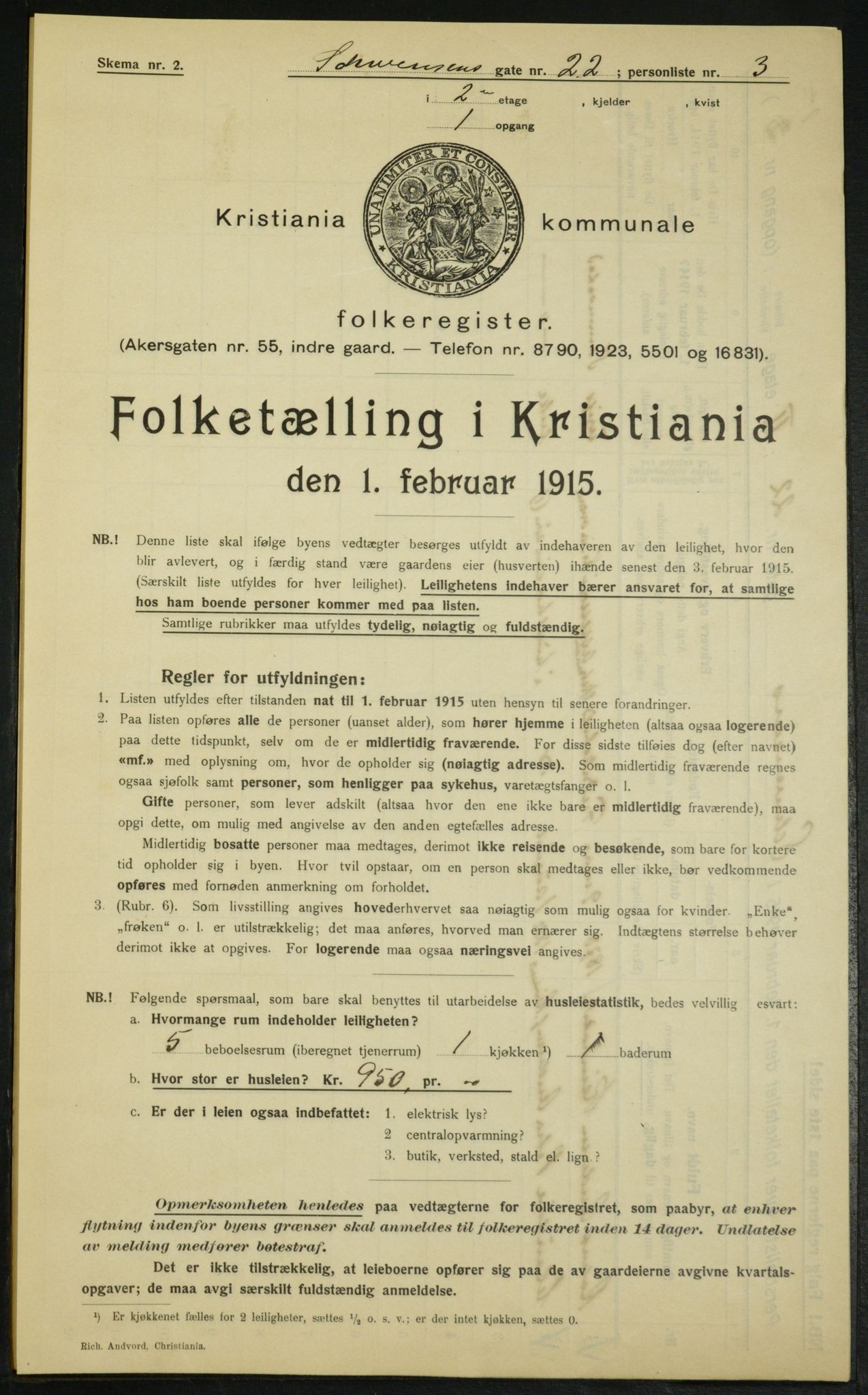 OBA, Municipal Census 1915 for Kristiania, 1915, p. 92566