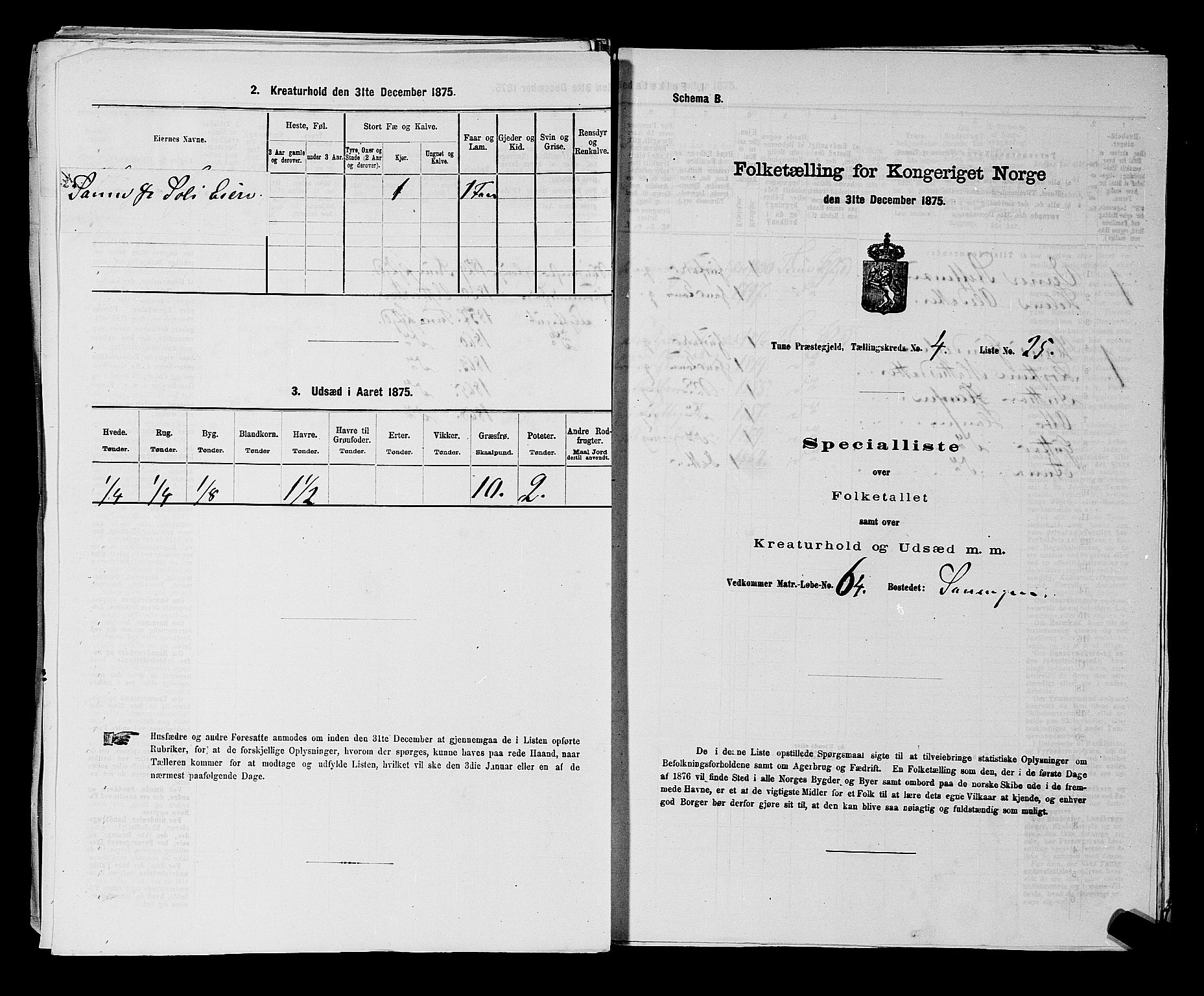 RA, 1875 census for 0130P Tune, 1875, p. 633