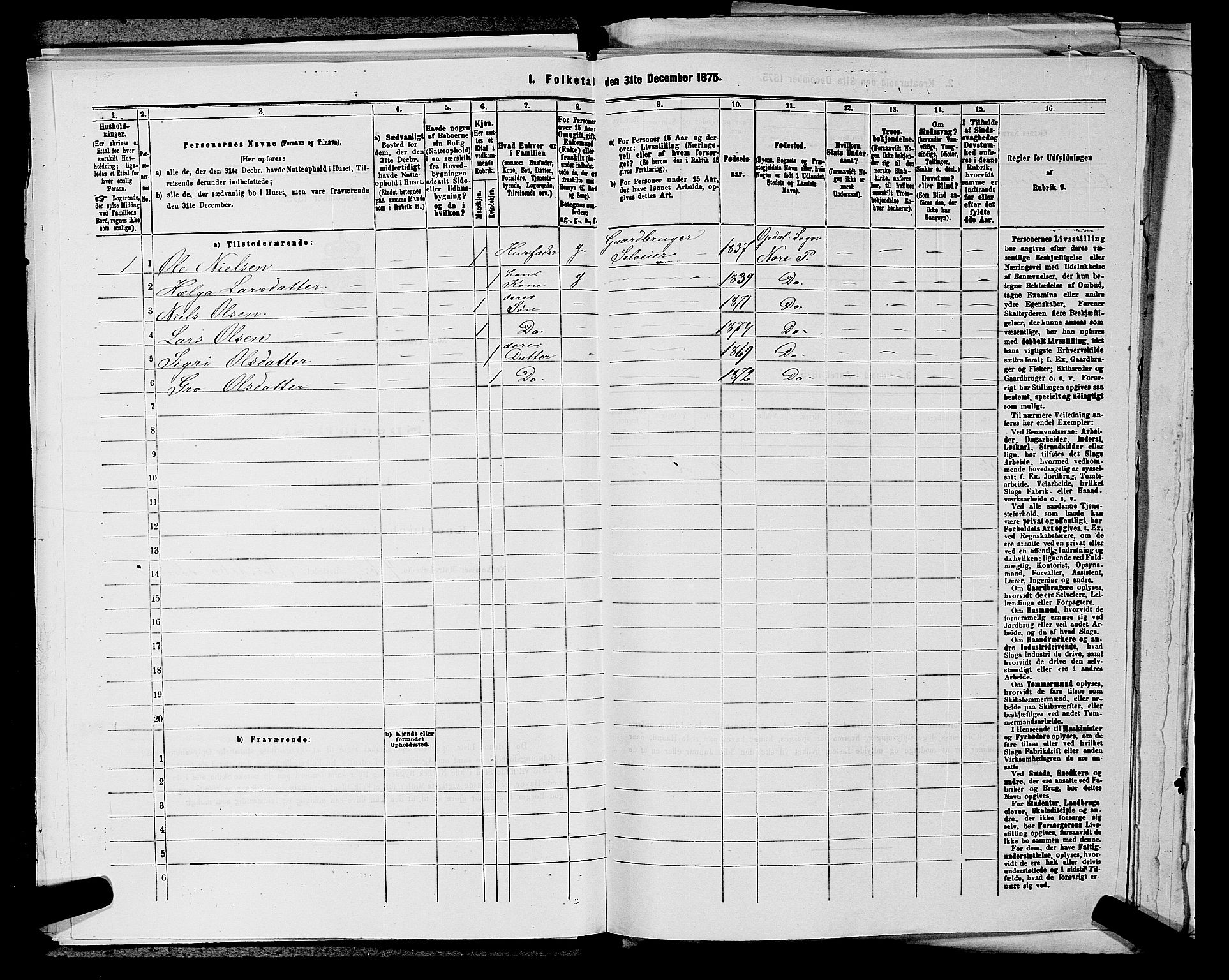 SAKO, 1875 census for 0633P Nore, 1875, p. 315