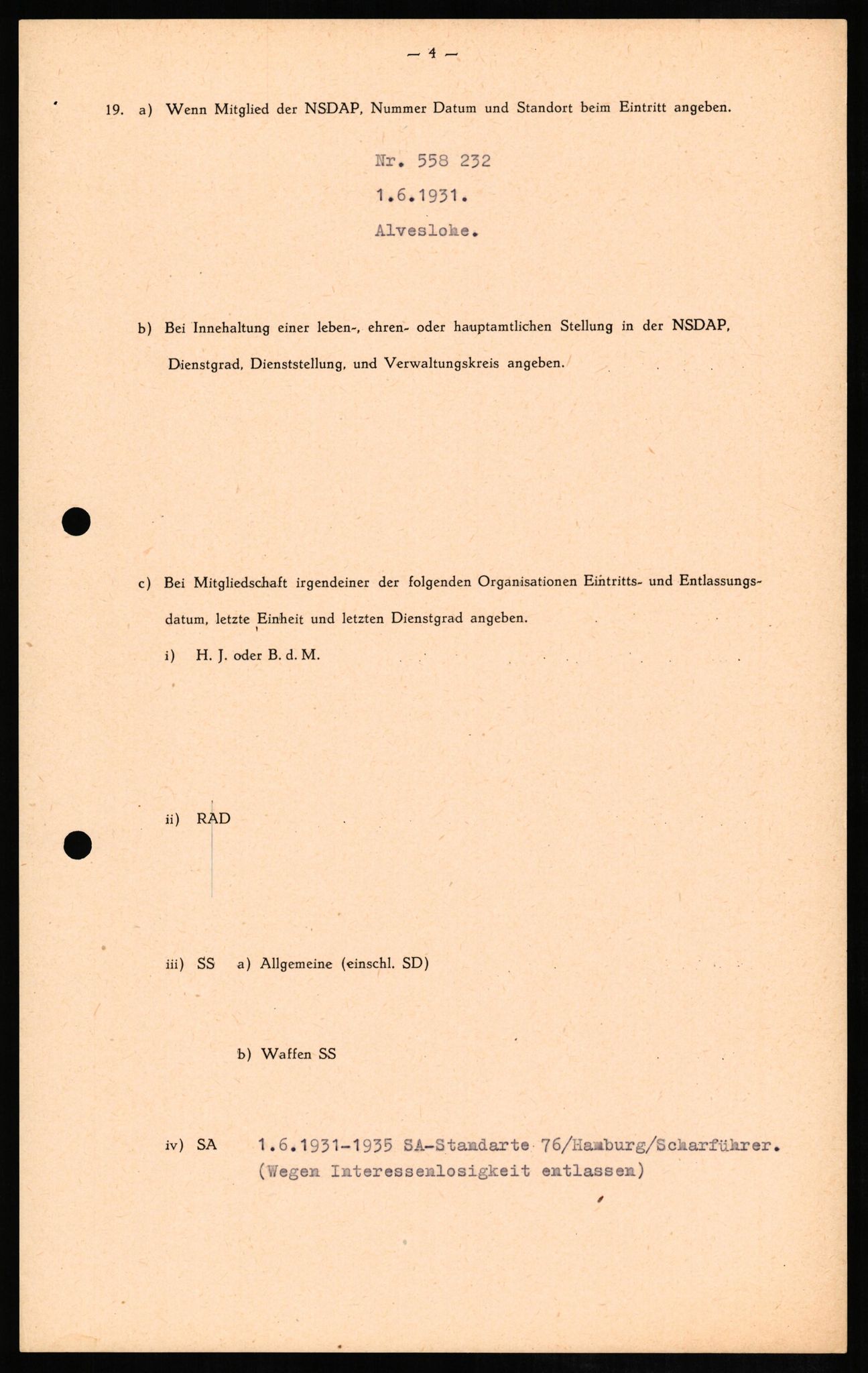 Forsvaret, Forsvarets overkommando II, AV/RA-RAFA-3915/D/Db/L0010: CI Questionaires. Tyske okkupasjonsstyrker i Norge. Tyskere., 1945-1946, p. 116