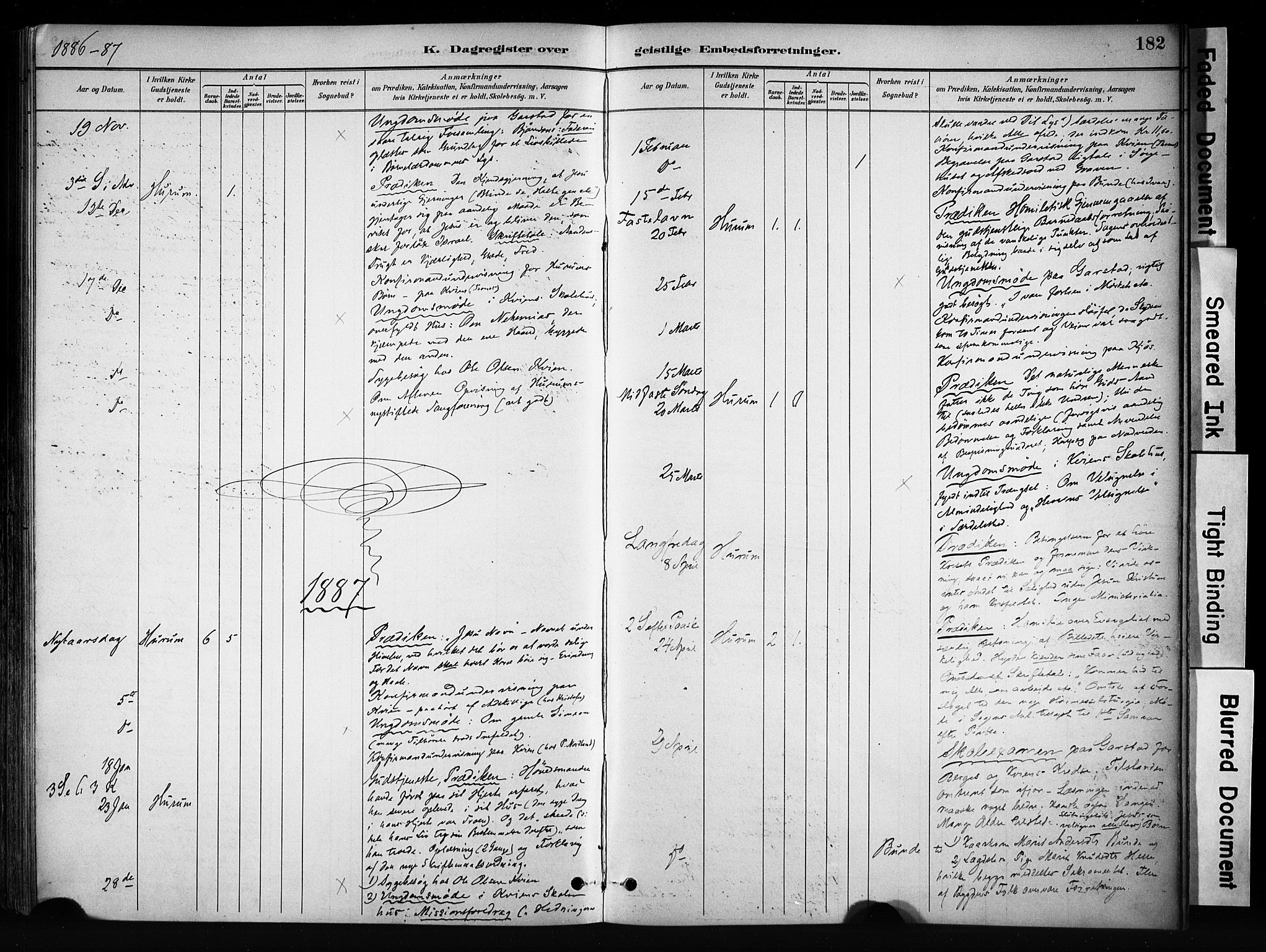 Vang prestekontor, Valdres, SAH/PREST-140/H/Ha/L0009: Parish register (official) no. 9, 1882-1914, p. 182
