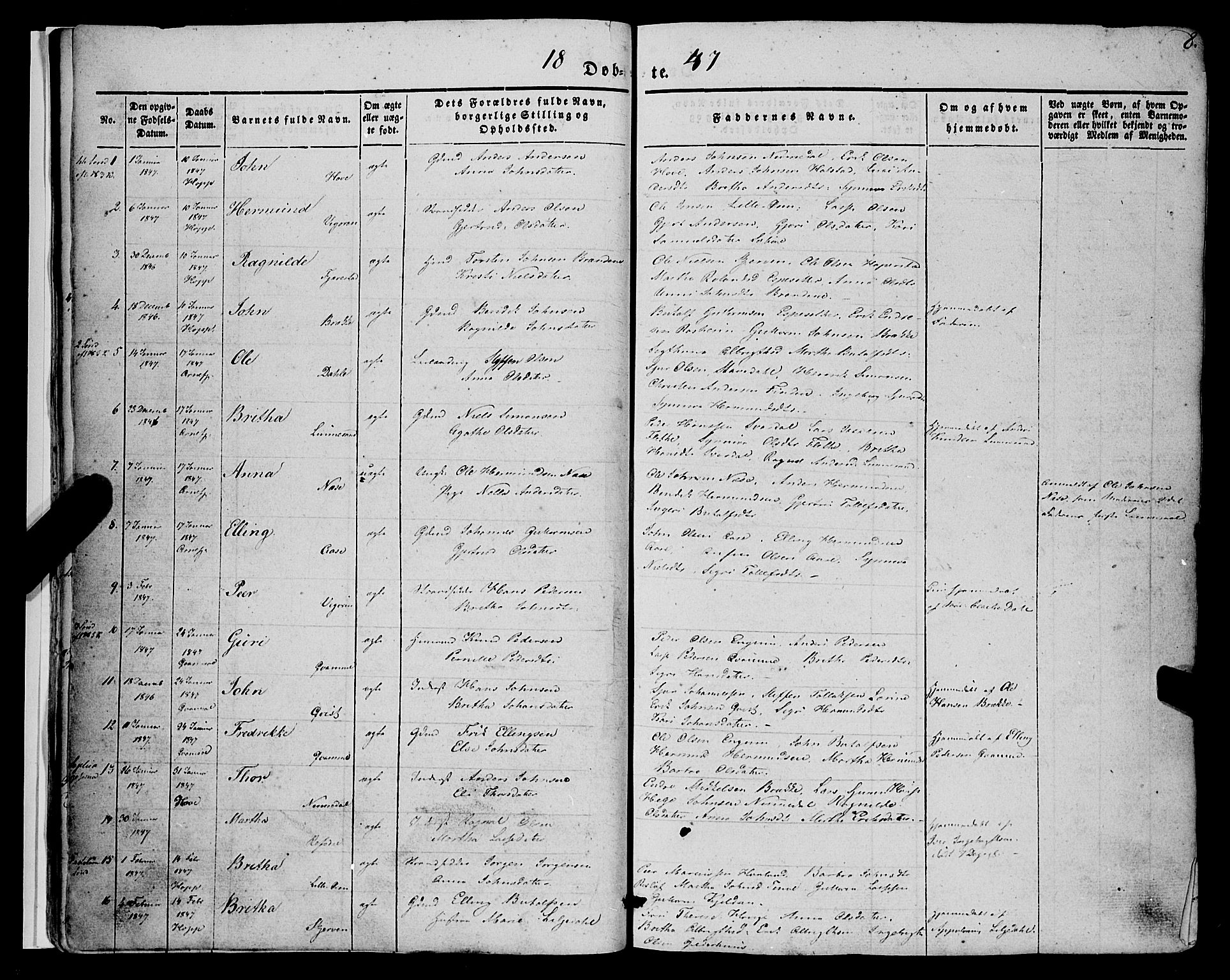 Vik sokneprestembete, AV/SAB-A-81501/H/Haa/Haaa/L0008: Parish register (official) no. A 8, 1846-1865, p. 8