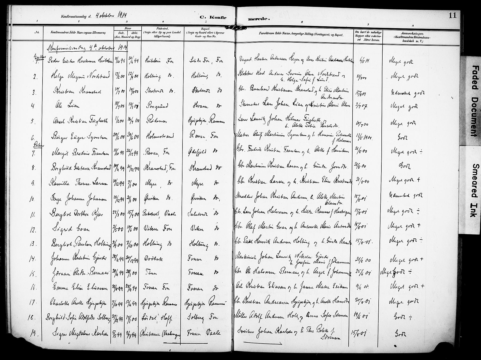 Ramnes kirkebøker, AV/SAKO-A-314/F/Fd/L0004: Curate's parish register no. IV 4, 1907-1919, p. 11