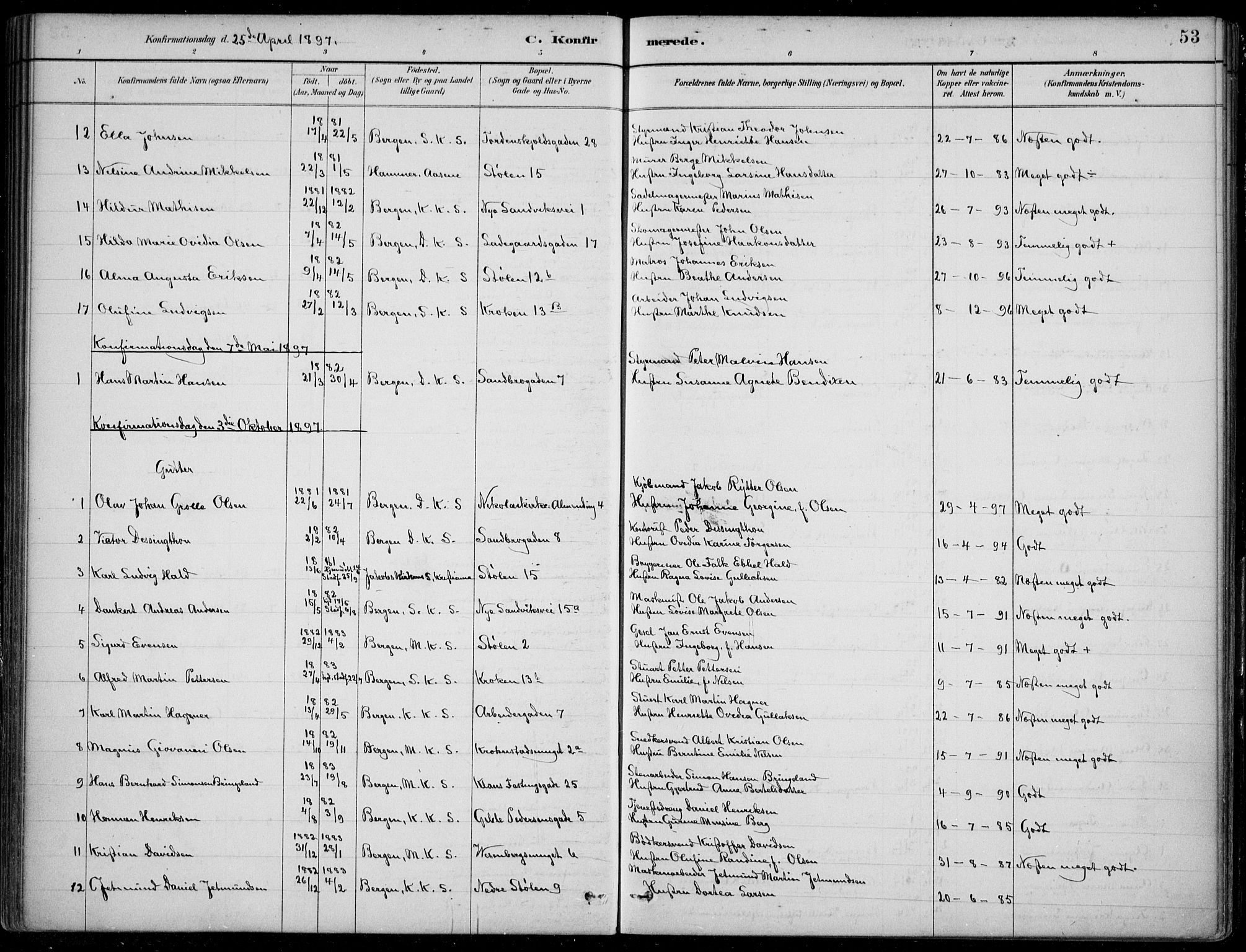 Mariakirken Sokneprestembete, AV/SAB-A-76901/H/Hab/L0008: Parish register (copy) no. A 8, 1889-1908, p. 53