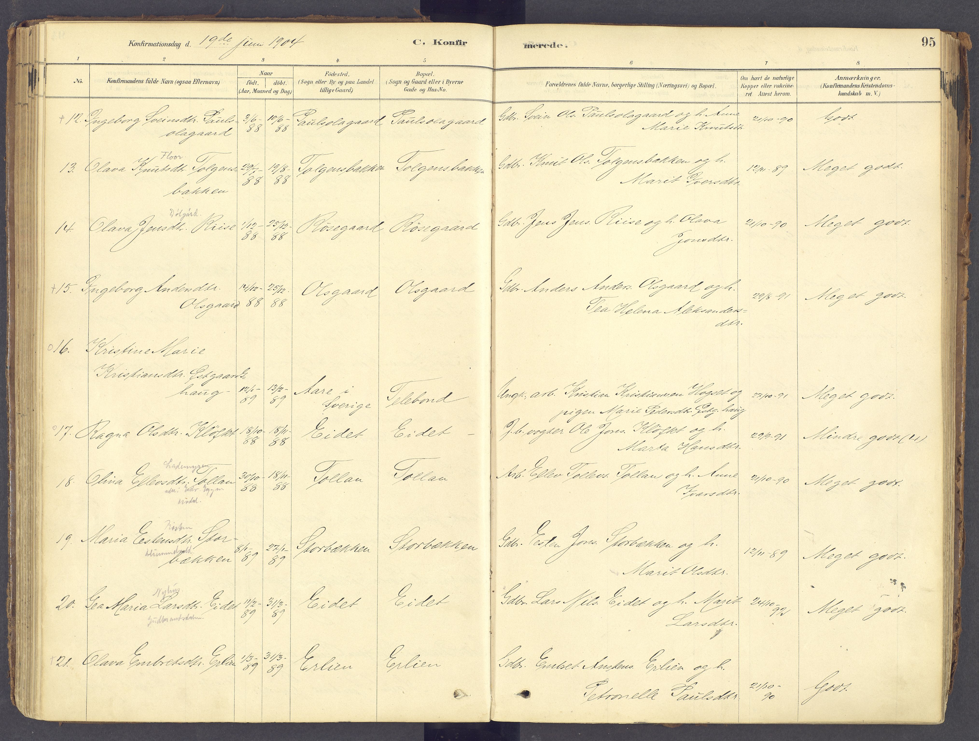 Tolga prestekontor, AV/SAH-PREST-062/K/L0011: Parish register (official) no. 11, 1877-1920, p. 95