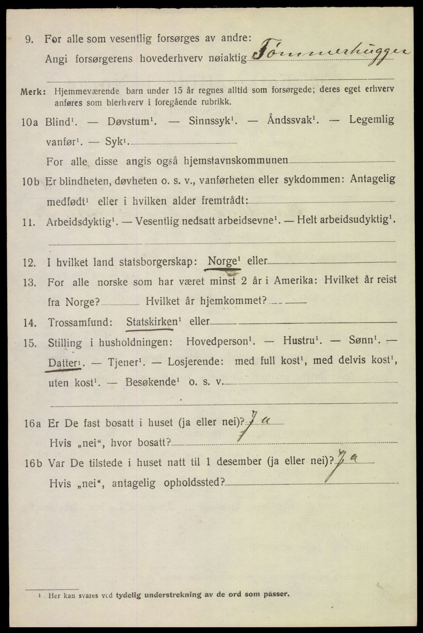 SAH, 1920 census for Trysil, 1920, p. 6554