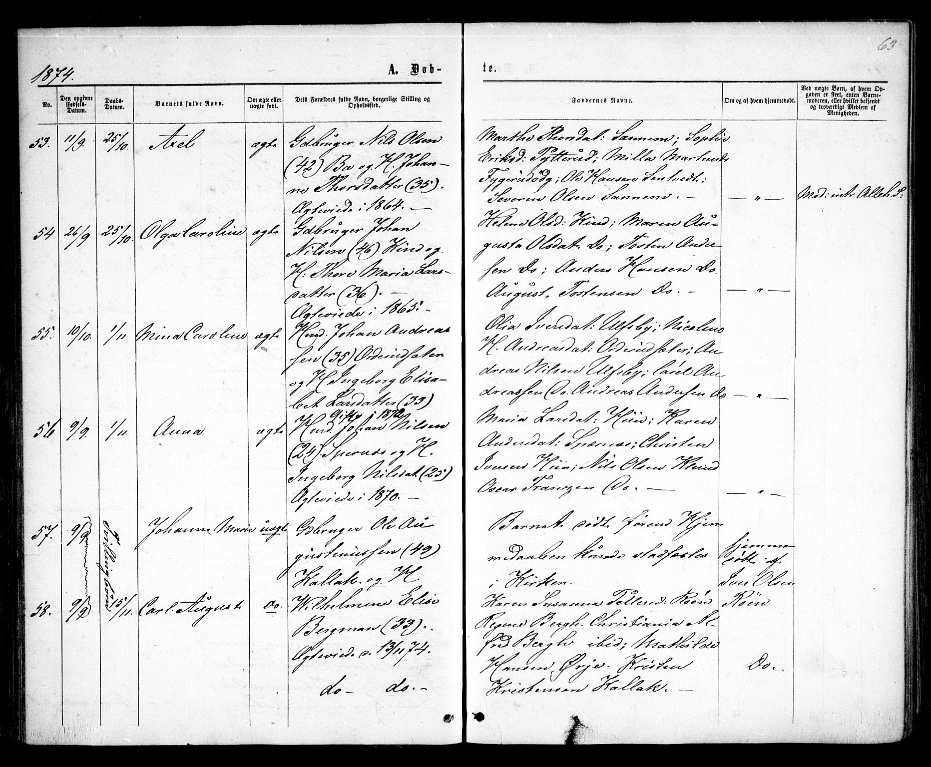 Rødenes prestekontor Kirkebøker, AV/SAO-A-2005/F/Fa/L0008: Parish register (official) no. I 8, 1869-1879, p. 63