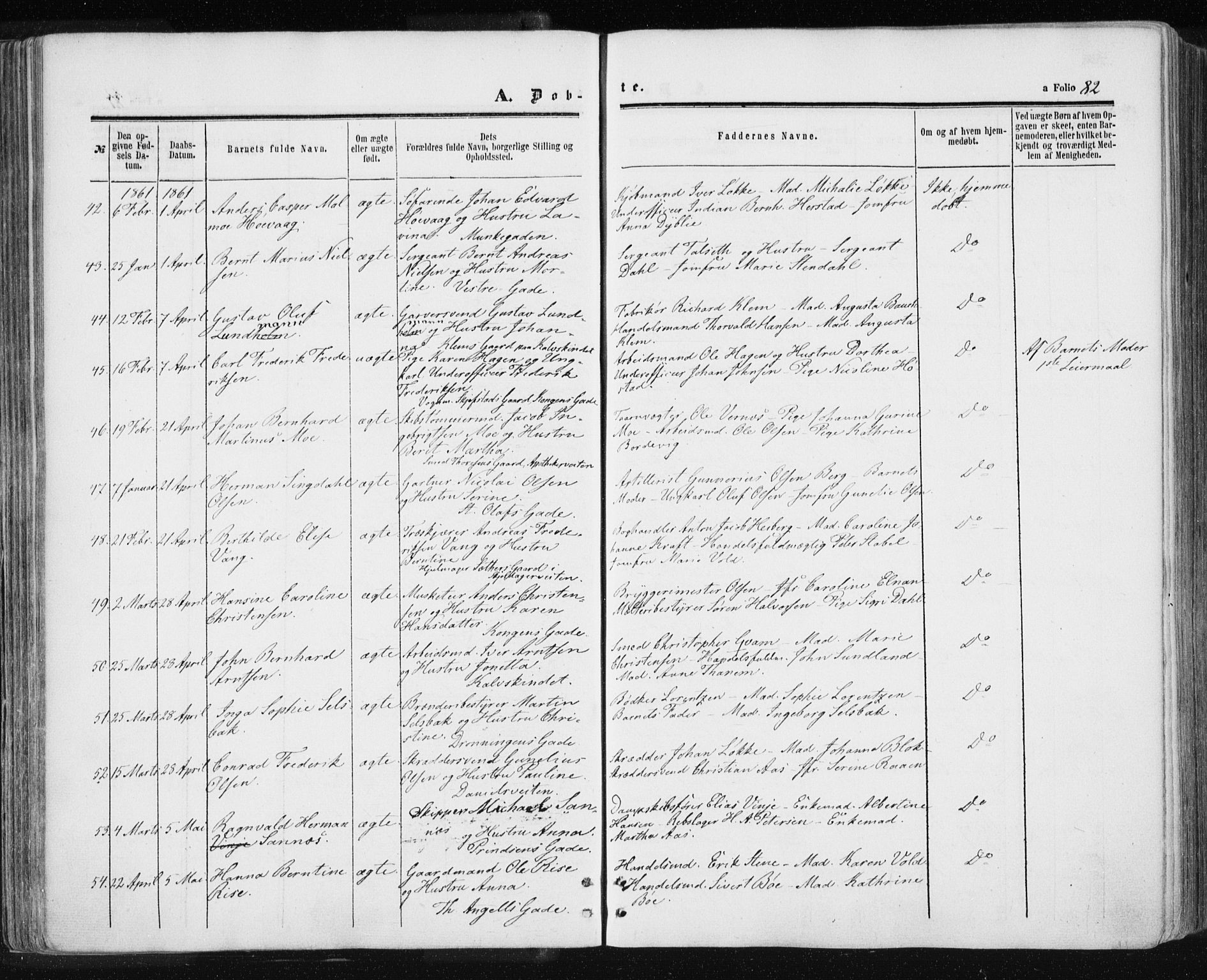 Ministerialprotokoller, klokkerbøker og fødselsregistre - Sør-Trøndelag, SAT/A-1456/601/L0053: Parish register (official) no. 601A21, 1857-1865, p. 82