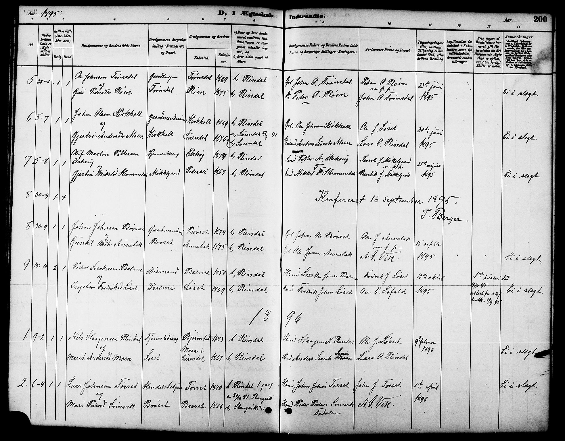 Ministerialprotokoller, klokkerbøker og fødselsregistre - Møre og Romsdal, AV/SAT-A-1454/598/L1078: Parish register (copy) no. 598C03, 1892-1909, p. 200