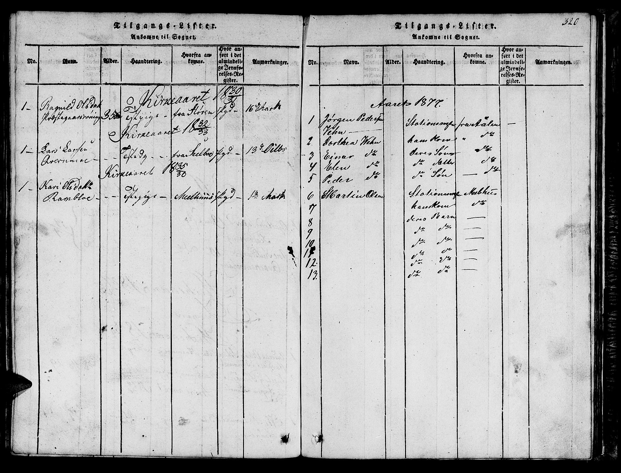 Ministerialprotokoller, klokkerbøker og fødselsregistre - Sør-Trøndelag, AV/SAT-A-1456/685/L0976: Parish register (copy) no. 685C01, 1817-1878, p. 320