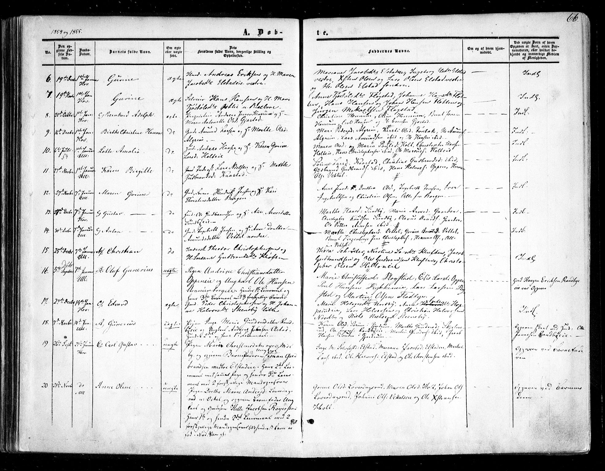 Ullensaker prestekontor Kirkebøker, SAO/A-10236a/F/Fa/L0015.a: Parish register (official) no. I 15A, 1851-1862, p. 66