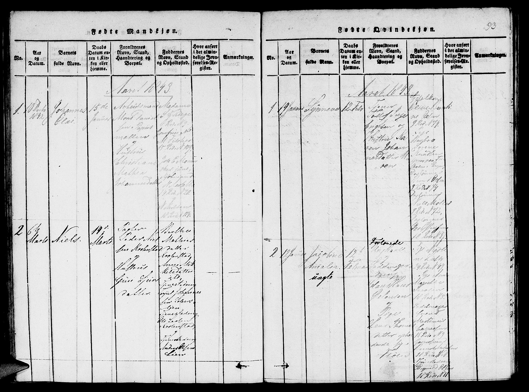 St. Jørgens hospital og Årstad sokneprestembete, SAB/A-99934: Parish register (copy) no. A 1, 1816-1843, p. 93