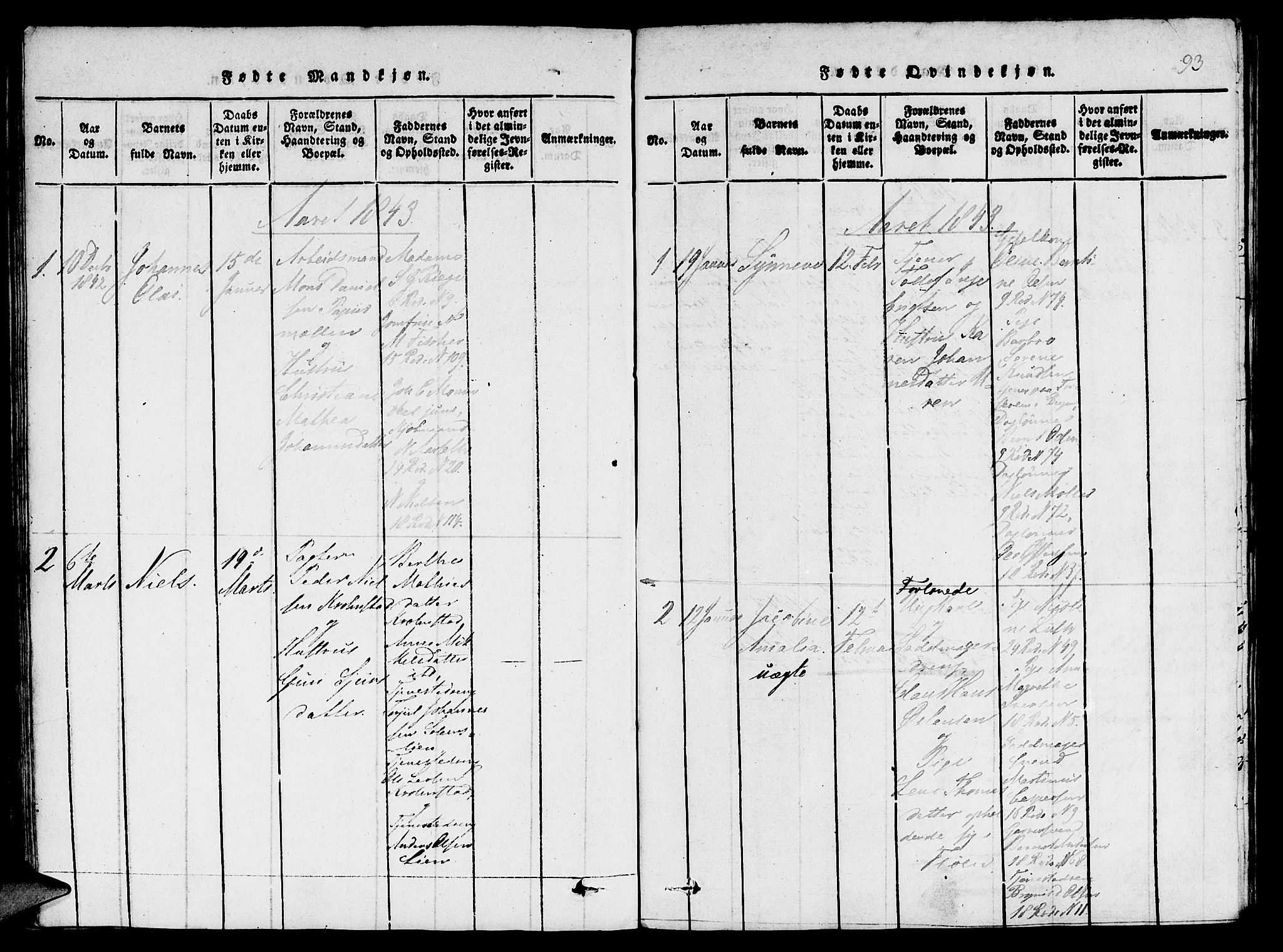 St. Jørgens hospital og Årstad sokneprestembete, AV/SAB-A-99934: Parish register (copy) no. A 1, 1816-1843, p. 93