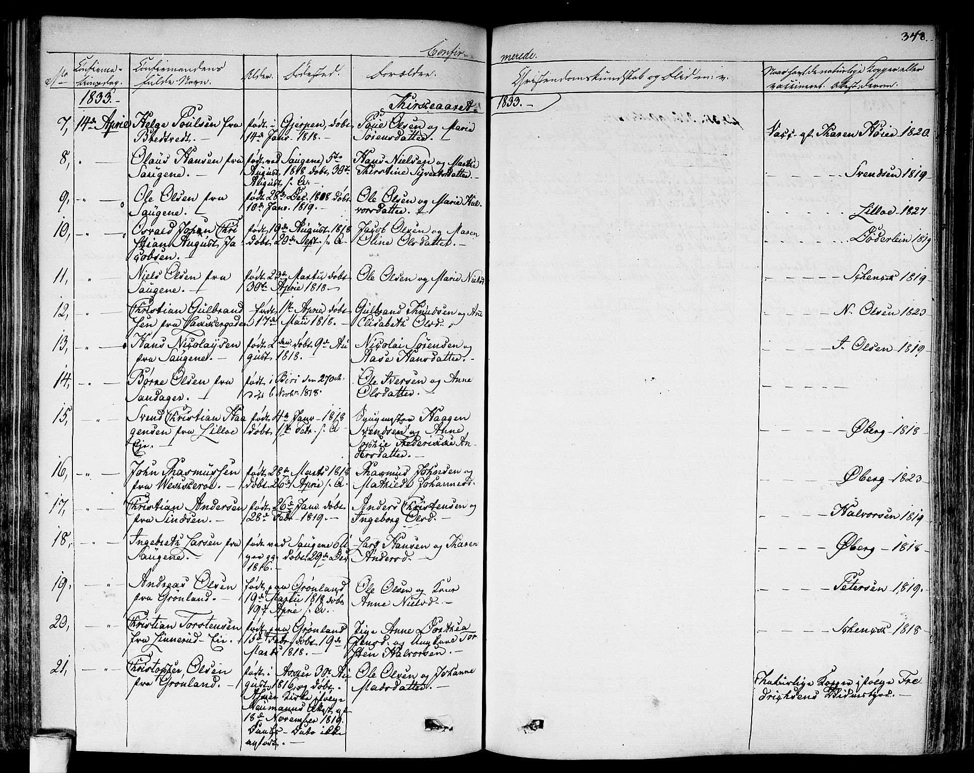 Aker prestekontor kirkebøker, SAO/A-10861/F/L0013: Parish register (official) no. 13, 1828-1837, p. 348