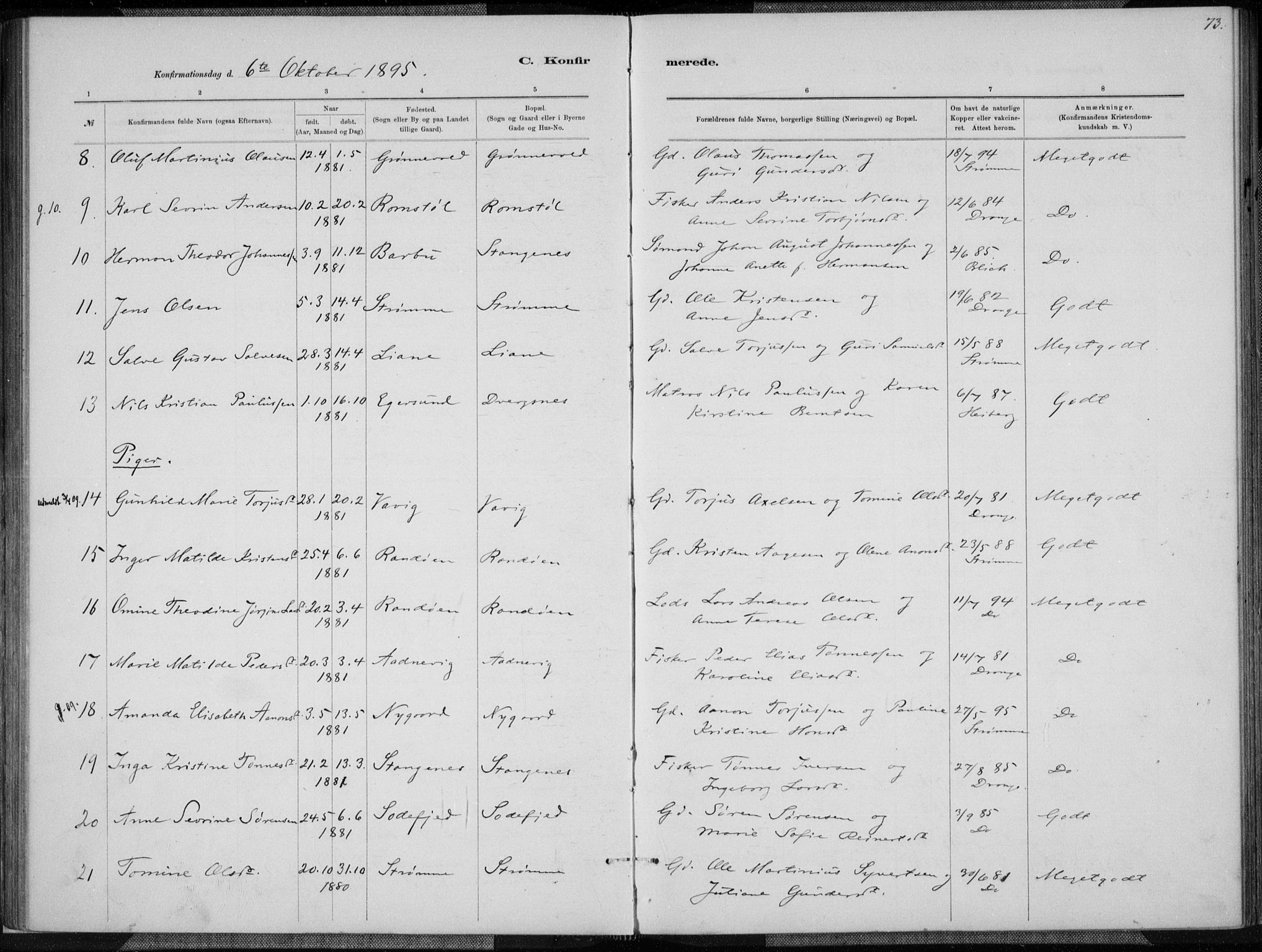 Oddernes sokneprestkontor, SAK/1111-0033/F/Fa/Fab/L0002: Parish register (official) no. A 2, 1884-1903, p. 73