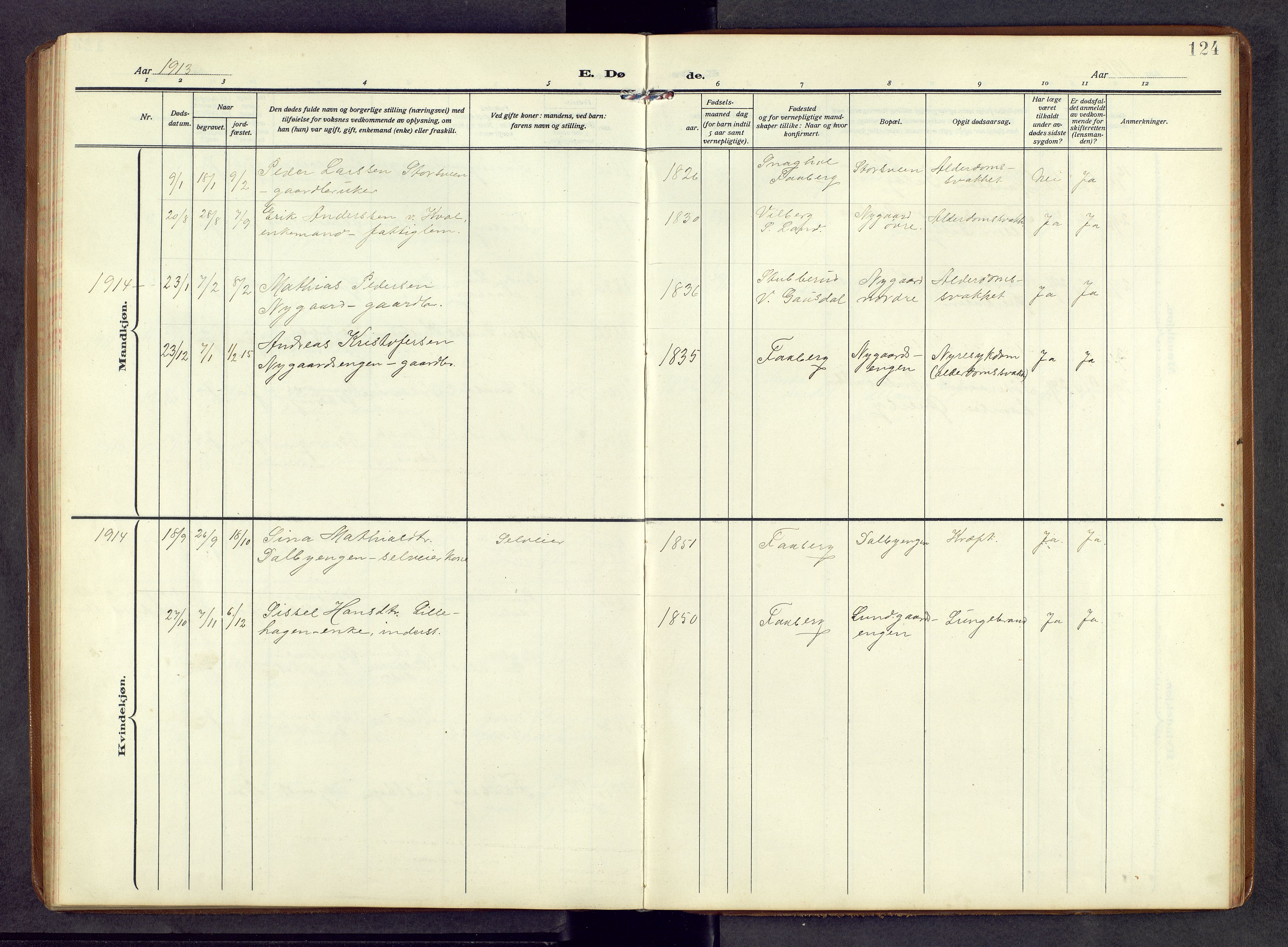 Fåberg prestekontor, SAH/PREST-086/H/Ha/Hab/L0013: Parish register (copy) no. 13, 1909-1971, p. 124