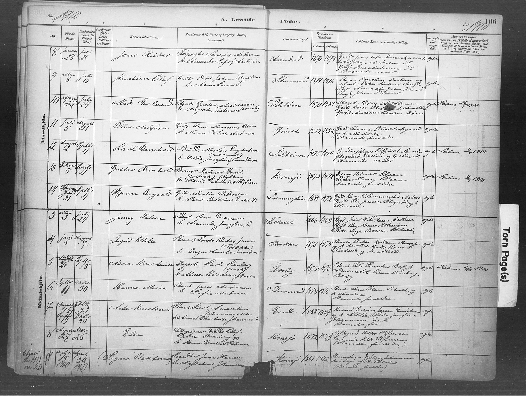 Idd prestekontor Kirkebøker, SAO/A-10911/F/Fb/L0002: Parish register (official) no. II 2, 1882-1923, p. 106