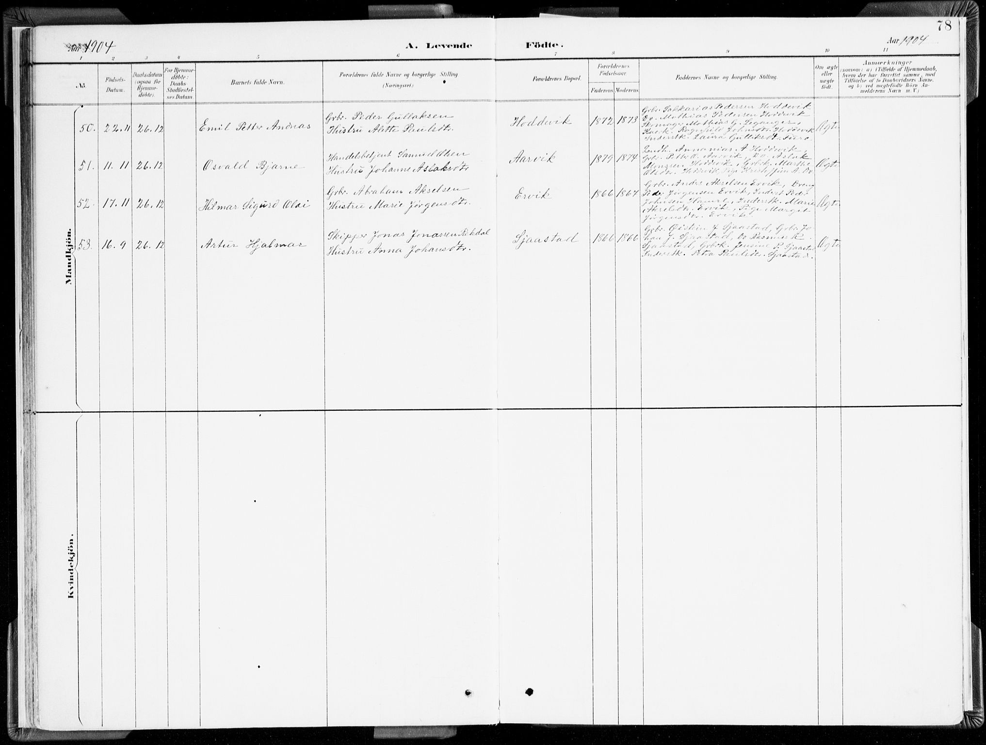 Selje sokneprestembete, AV/SAB-A-99938/H/Ha/Haa/Haab: Parish register (official) no. B 2, 1891-1907, p. 78