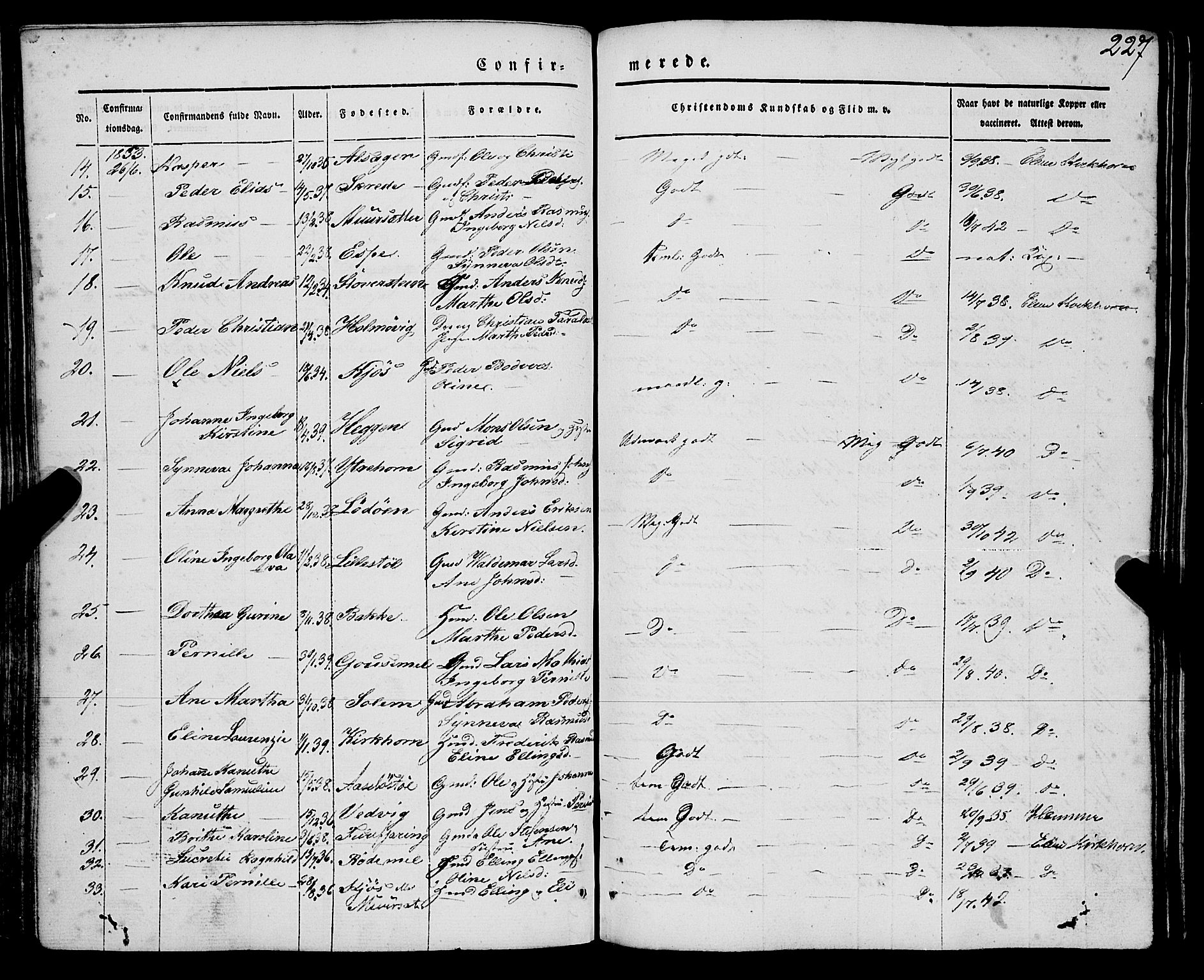 Eid sokneprestembete, SAB/A-82301/H/Haa/Haaa/L0007: Parish register (official) no. A 7, 1844-1858, p. 227