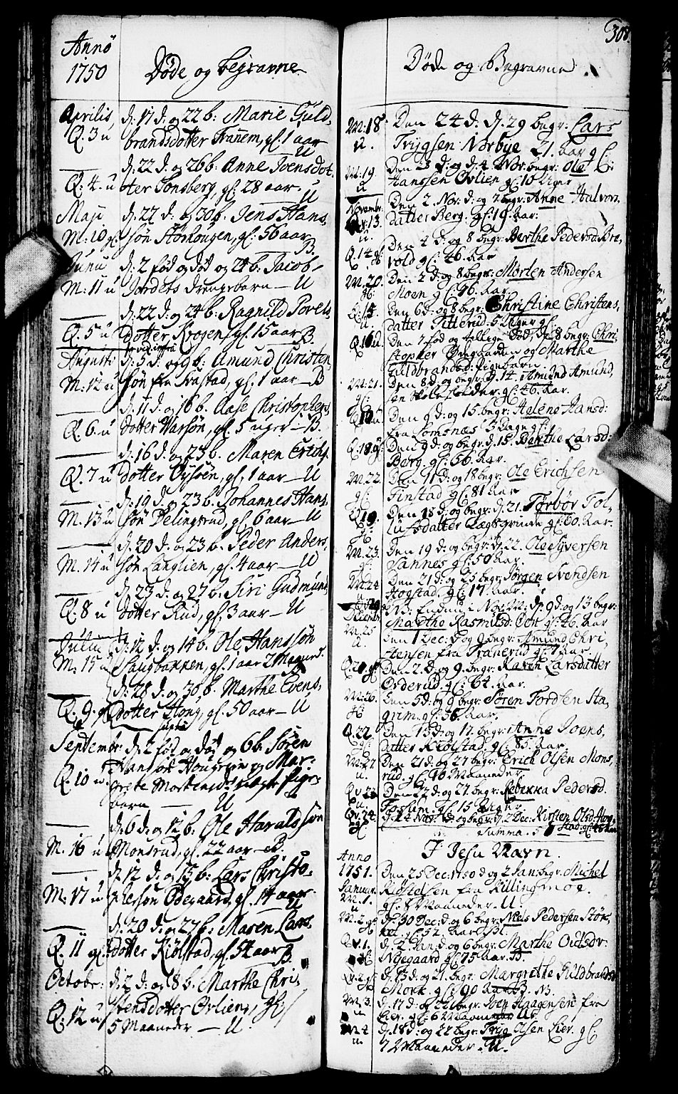 Aurskog prestekontor Kirkebøker, AV/SAO-A-10304a/F/Fa/L0002: Parish register (official) no. I 2, 1735-1766, p. 308