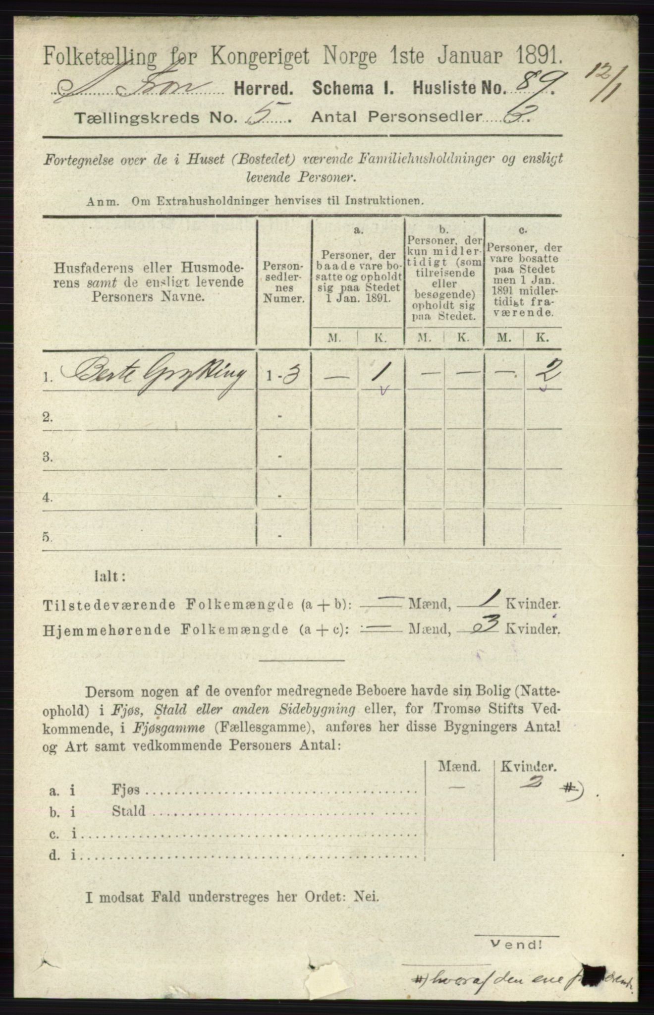 RA, 1891 census for 0519 Sør-Fron, 1891, p. 2044