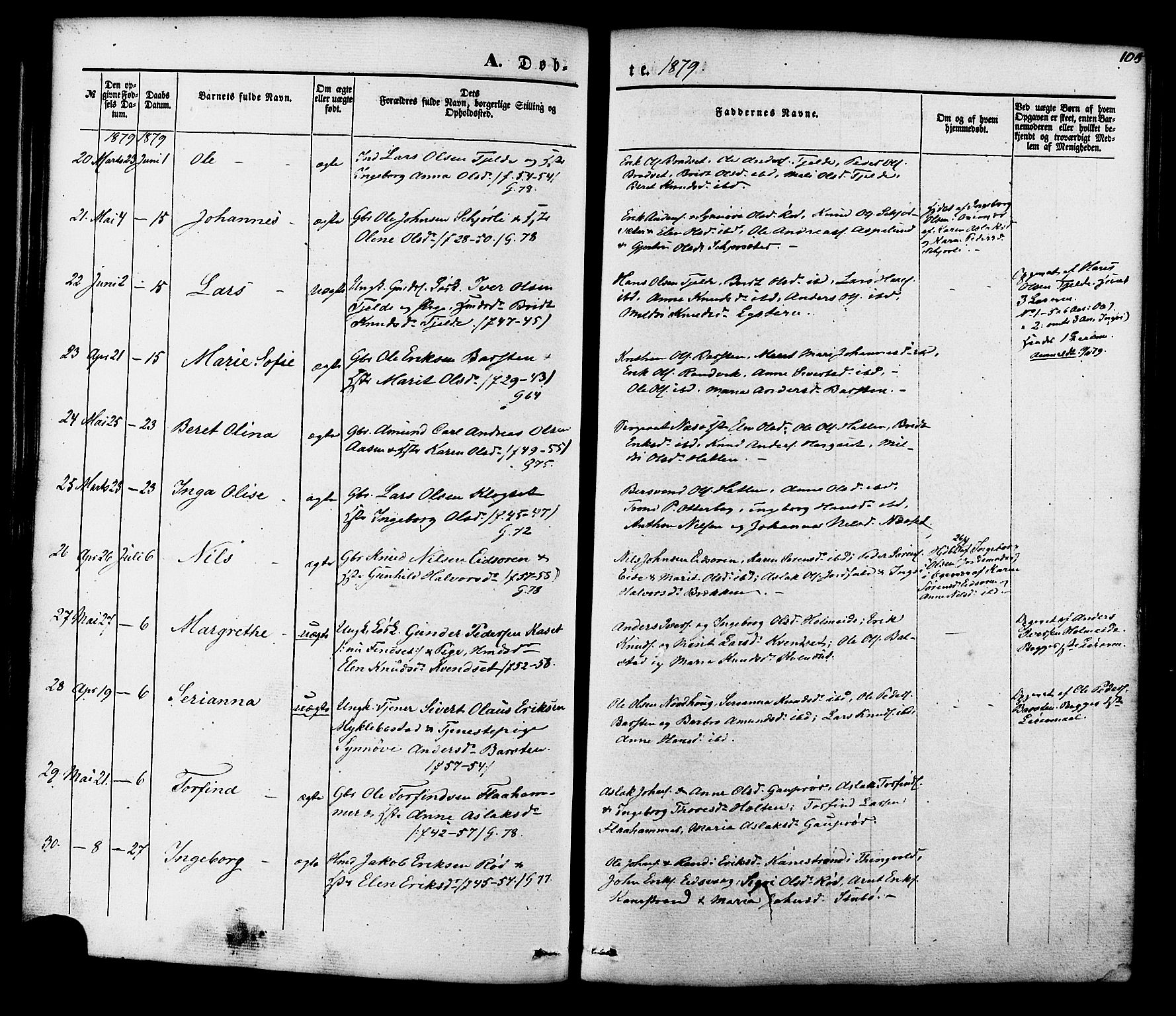 Ministerialprotokoller, klokkerbøker og fødselsregistre - Møre og Romsdal, AV/SAT-A-1454/551/L0625: Parish register (official) no. 551A05, 1846-1879, p. 105