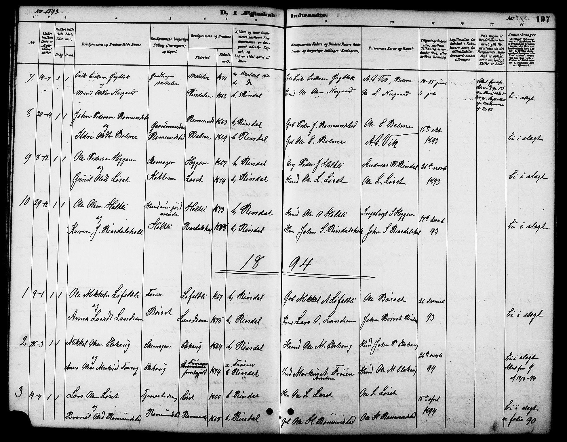 Ministerialprotokoller, klokkerbøker og fødselsregistre - Møre og Romsdal, SAT/A-1454/598/L1078: Parish register (copy) no. 598C03, 1892-1909, p. 197