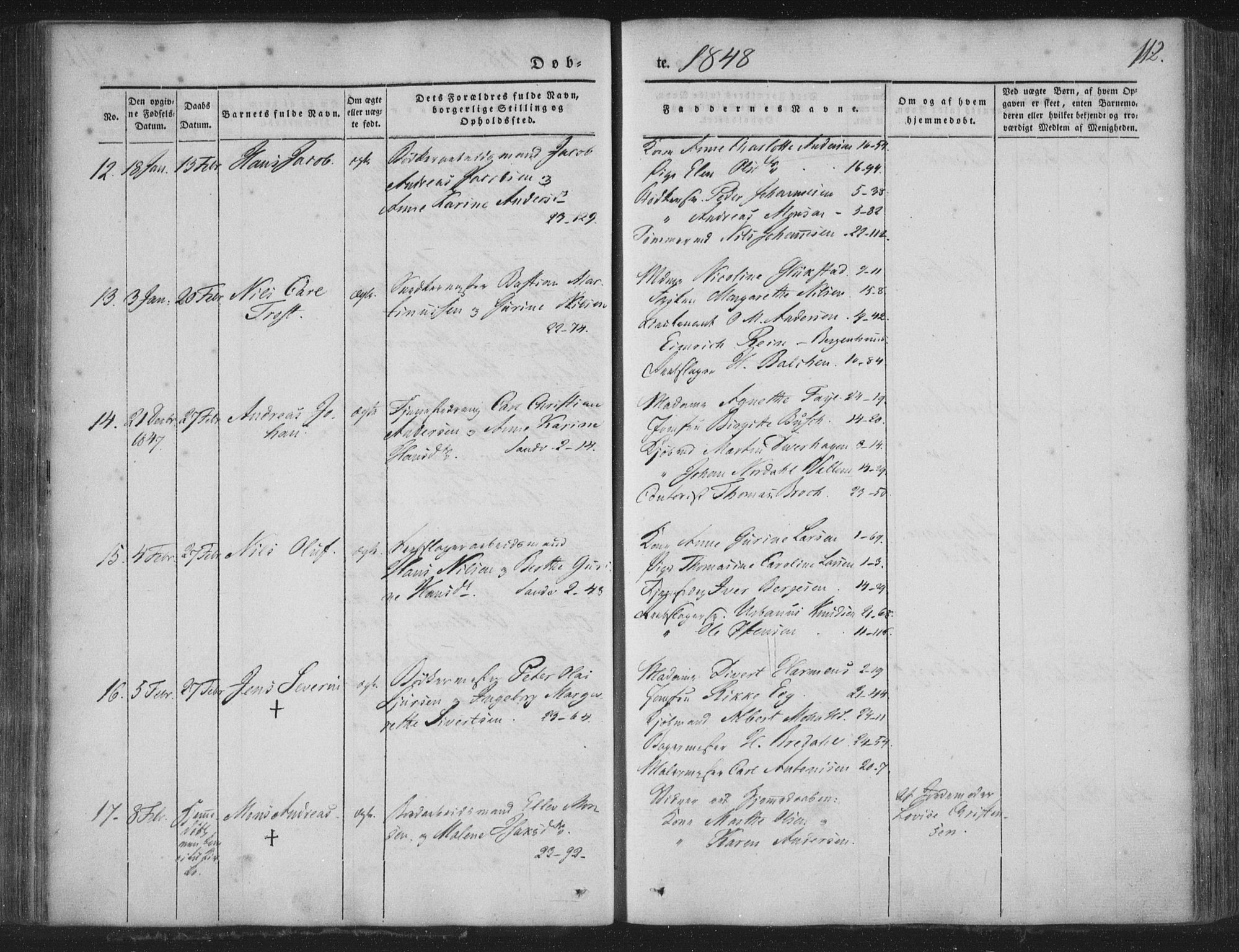 Korskirken sokneprestembete, AV/SAB-A-76101/H/Haa/L0016: Parish register (official) no. B 2, 1841-1851, p. 112