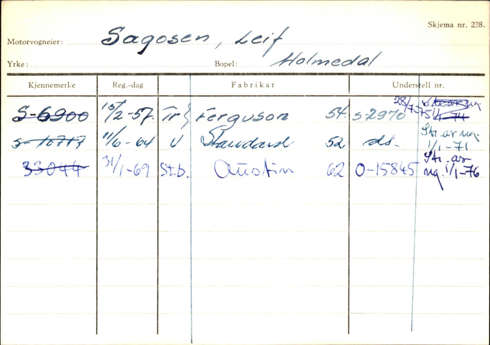 Statens vegvesen, Sogn og Fjordane vegkontor, SAB/A-5301/4/F/L0126: Eigarregister Fjaler M-Å. Leikanger A-Å, 1945-1975, p. 139