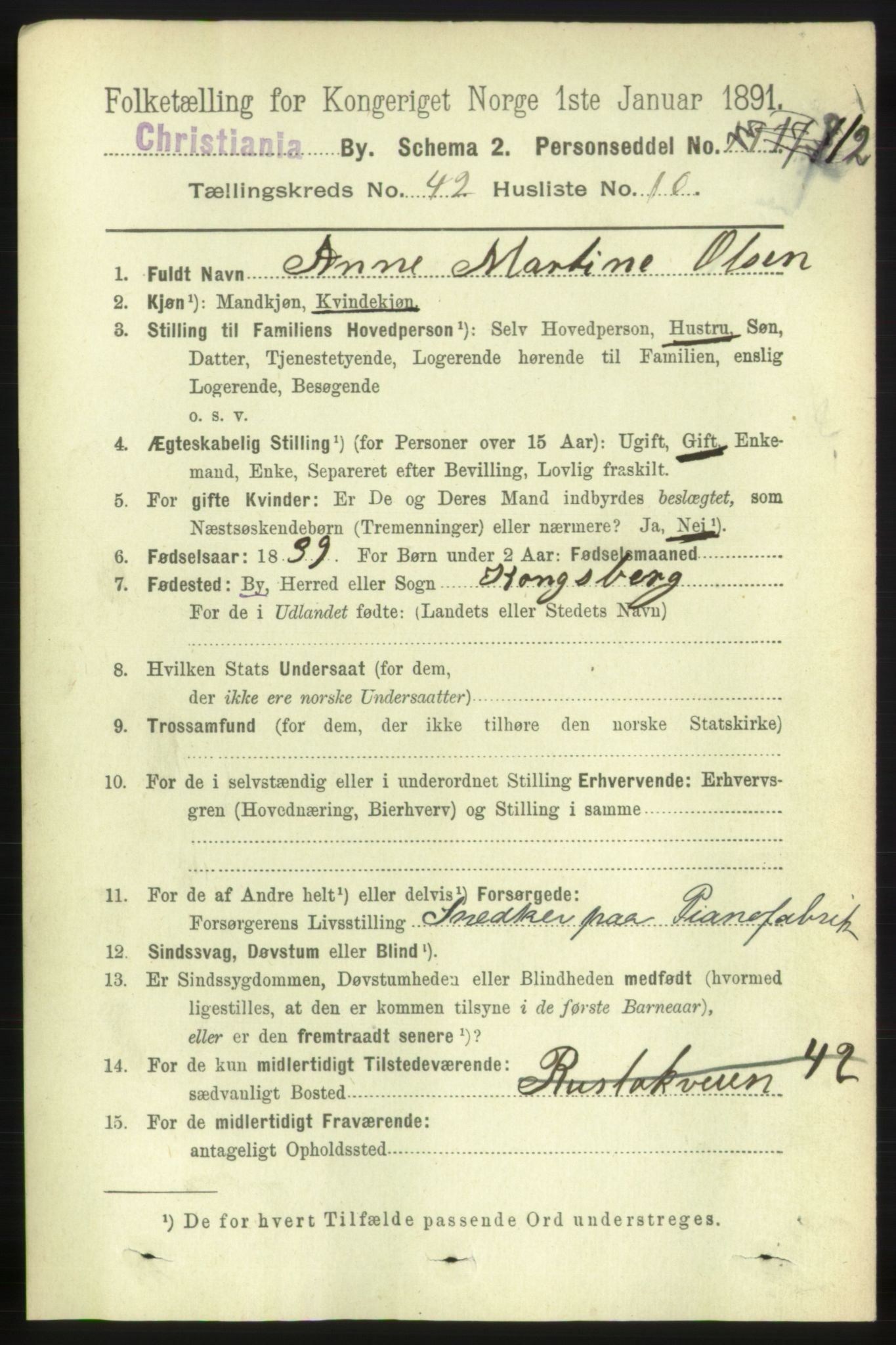 RA, 1891 census for 0301 Kristiania, 1891, p. 25239