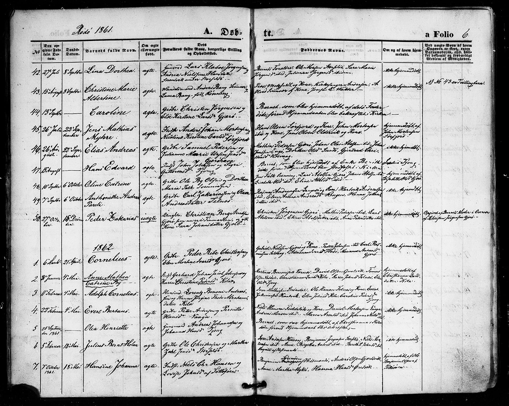 Ministerialprotokoller, klokkerbøker og fødselsregistre - Nordland, AV/SAT-A-1459/841/L0606: Parish register (official) no. 841A10, 1860-1877, p. 6