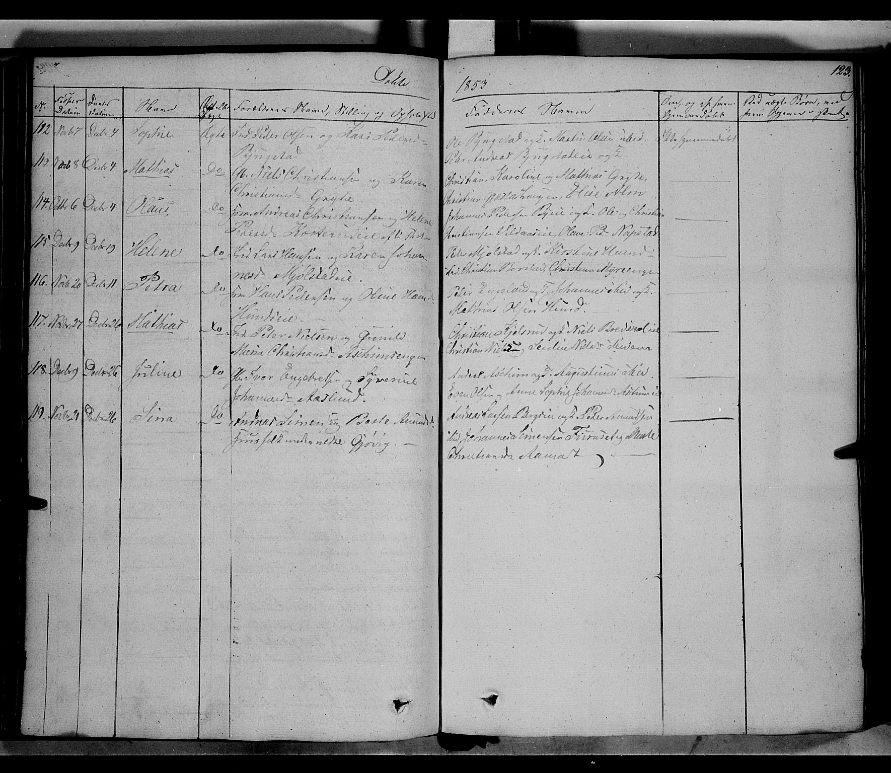 Vardal prestekontor, SAH/PREST-100/H/Ha/Haa/L0005: Parish register (official) no. 5, 1831-1853, p. 123