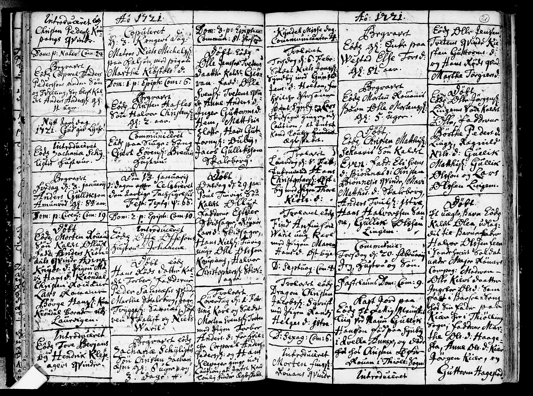 Tjølling kirkebøker, AV/SAKO-A-60/F/Fa/L0002: Parish register (official) no. 2, 1716-1734, p. 21
