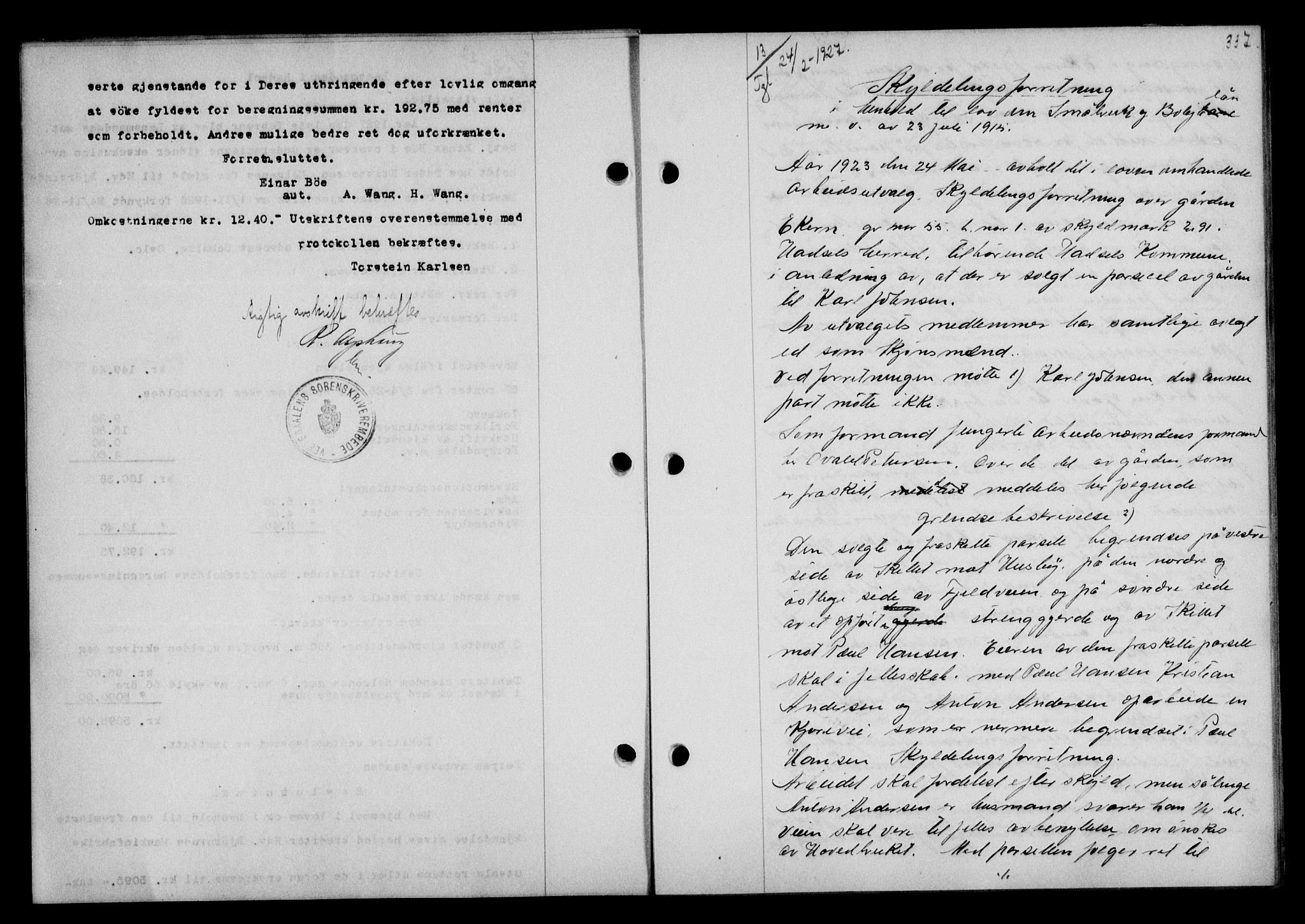 Vesterålen sorenskriveri, SAT/A-4180/1/2/2Ca/L0043: Mortgage book no. 36, 1926-1927, Deed date: 24.02.1927