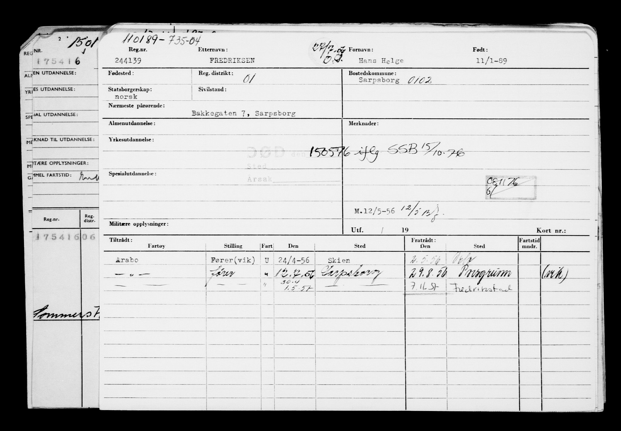 Direktoratet for sjømenn, AV/RA-S-3545/G/Gb/L0006: Hovedkort, 1889, p. 9
