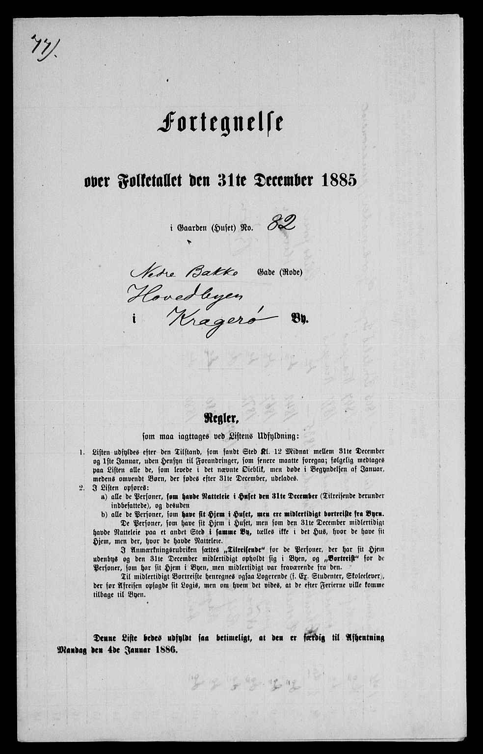 SAKO, 1885 census for 0801 Kragerø, 1885, p. 1185