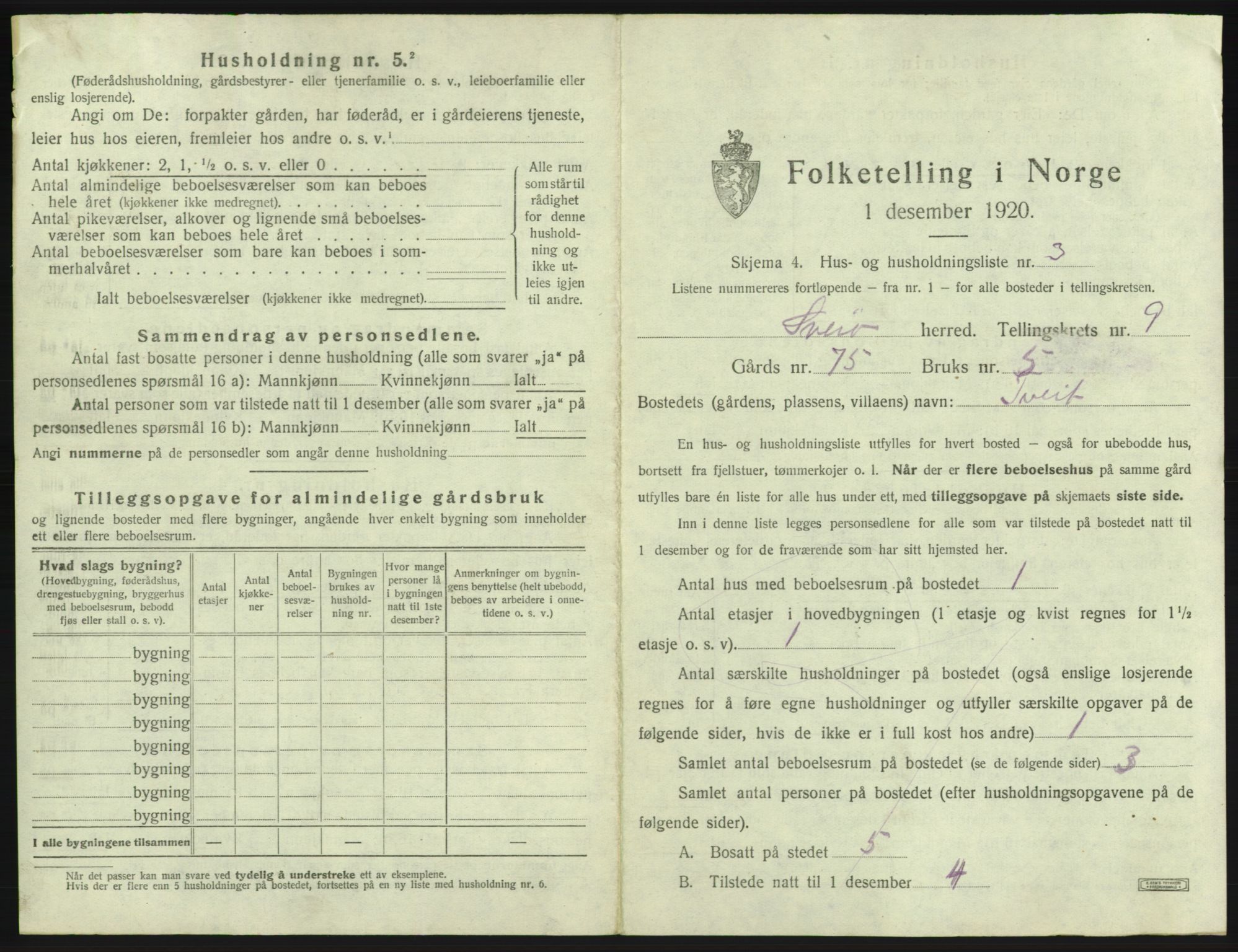 SAB, 1920 census for Sveio, 1920, p. 682