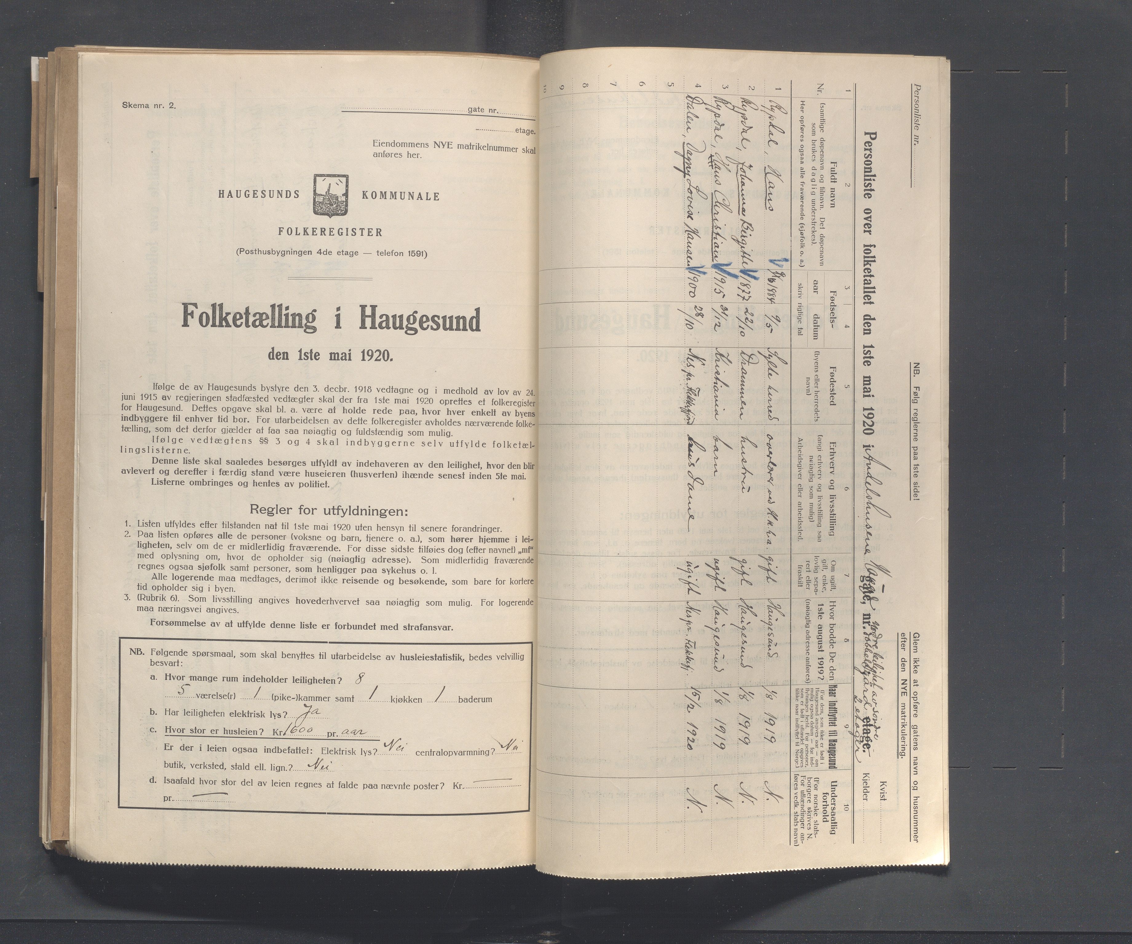 IKAR, Local census 1.5.1920 for Haugesund, 1920, p. 5298