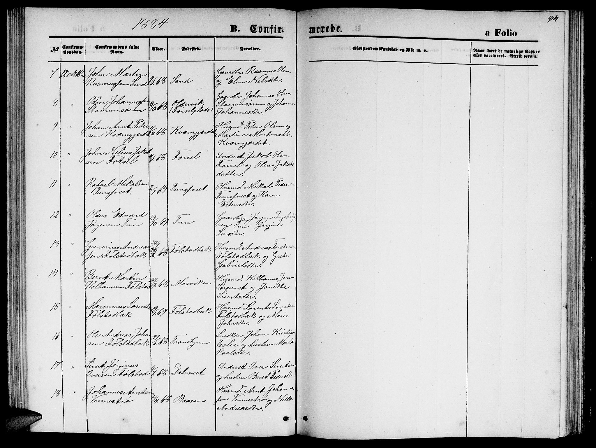 Ministerialprotokoller, klokkerbøker og fødselsregistre - Nord-Trøndelag, SAT/A-1458/744/L0422: Parish register (copy) no. 744C01, 1871-1885, p. 94