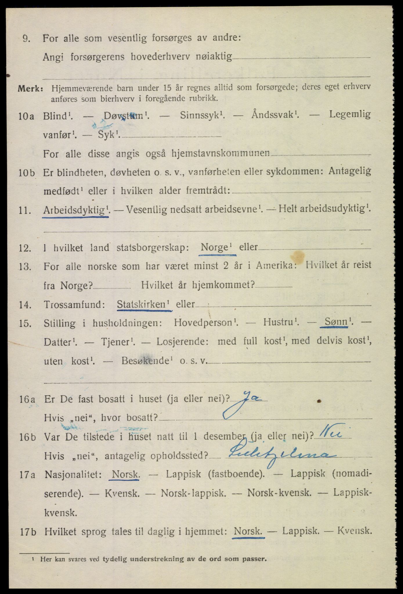 SAT, 1920 census for Skjerstad, 1920, p. 1466