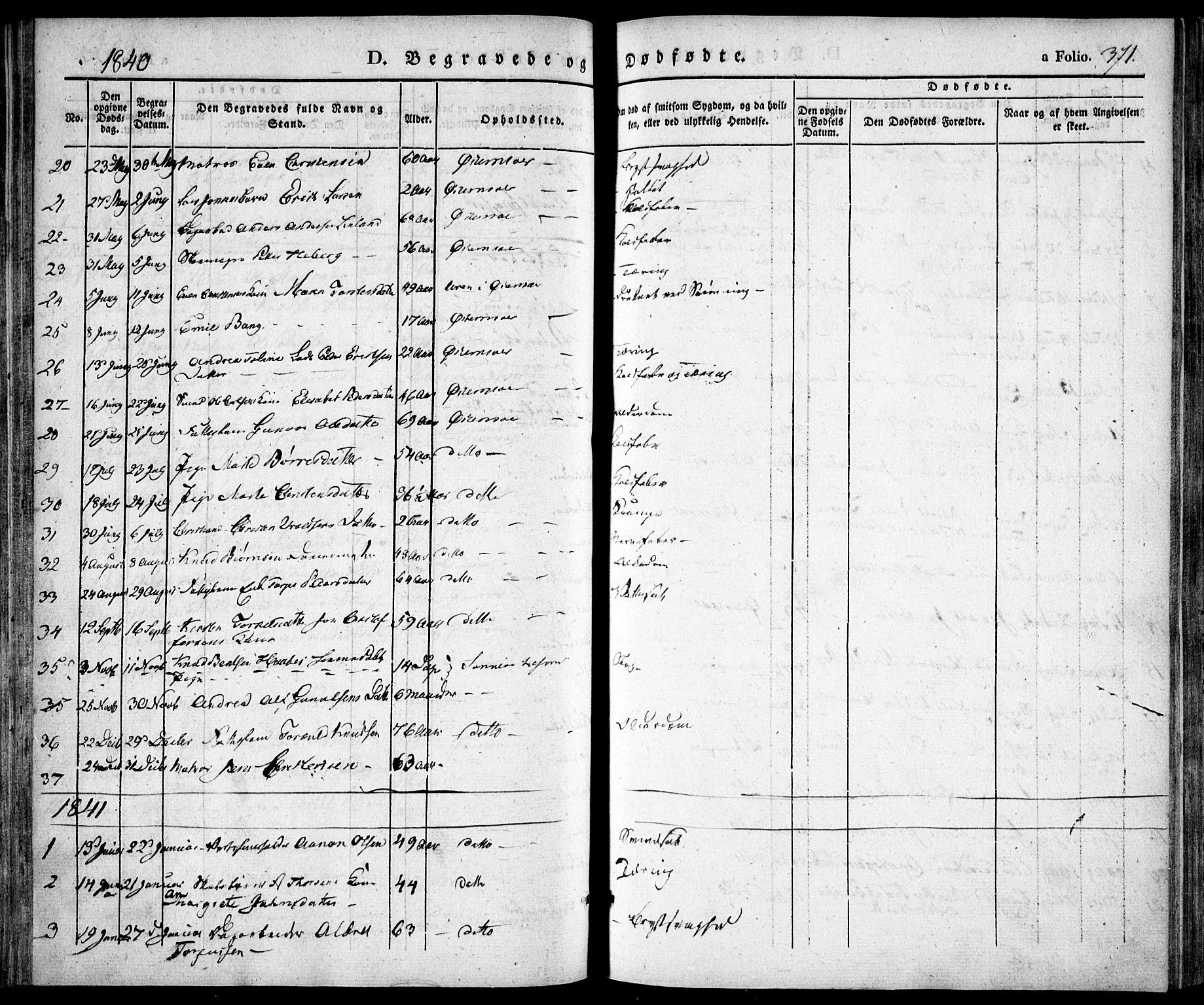 Risør sokneprestkontor, AV/SAK-1111-0035/F/Fa/L0003: Parish register (official) no. A 3, 1838-1864, p. 371