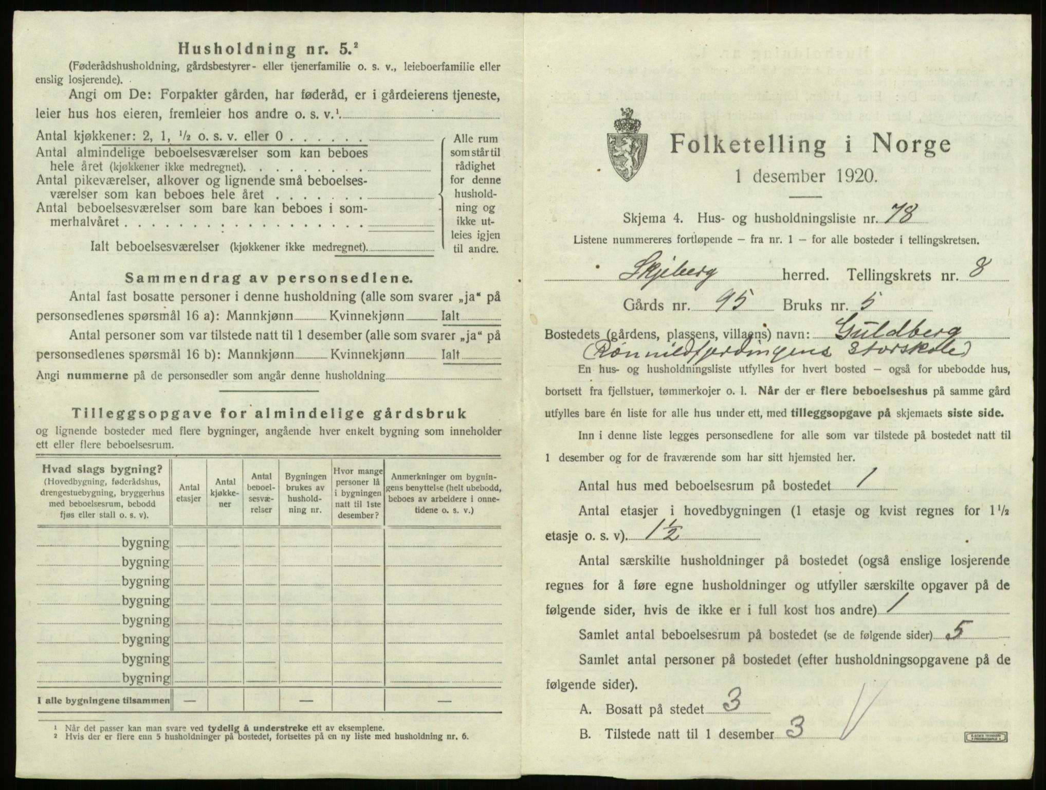 SAO, 1920 census for Skjeberg, 1920, p. 1298